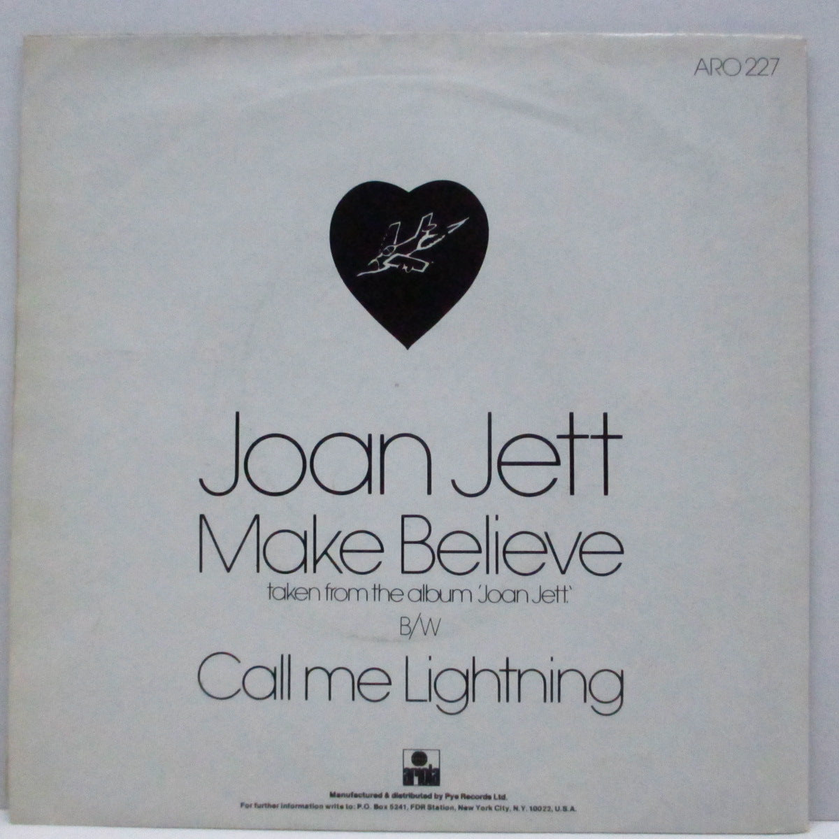 JOAN JETT (ジョーン・ジェット) - Make Believe (UK オリジナル「フラットセンター」<赤盤> 7"+ポスタージャケ)