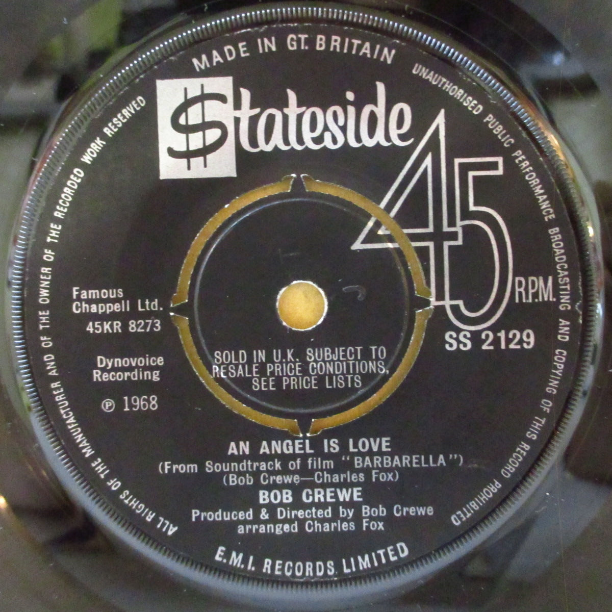 GLITTERHOUSE, THE / BOB CREWE (ザ・グリッターハウス / ボブ・クリュー) - Barbarella / An Angel Is Love (UK '&8 オリジナル「プッシュアウト・センター」7インチ+カンパニースリーブ) 映画「バーバレラ」のサントラ