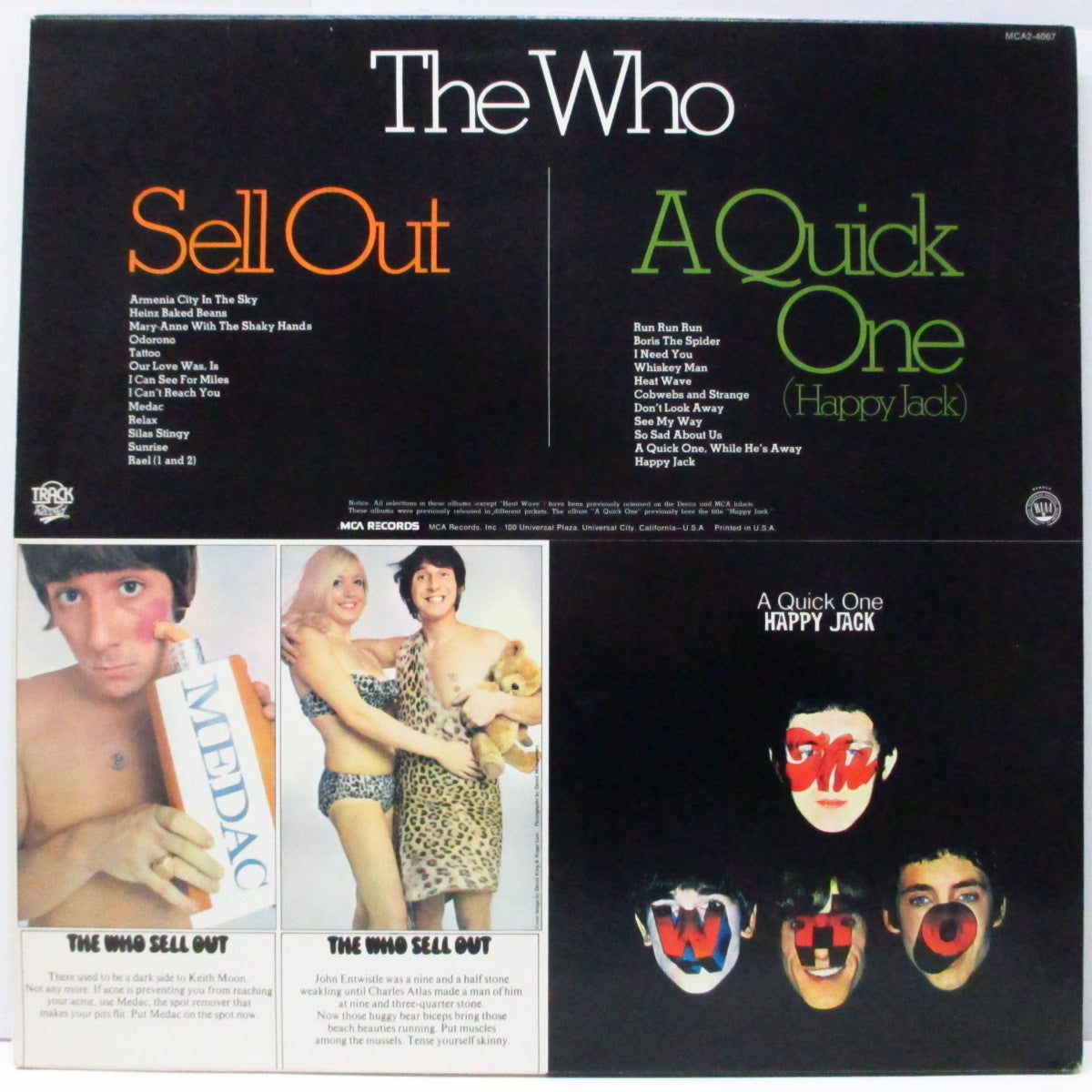 WHO (フー) - A Quick One / Sell Out (US '80 再発「スカイ&レインボウ」ラベ2xLP/シングルジャケ) 2nd & 3rdアルバムのカップリング!