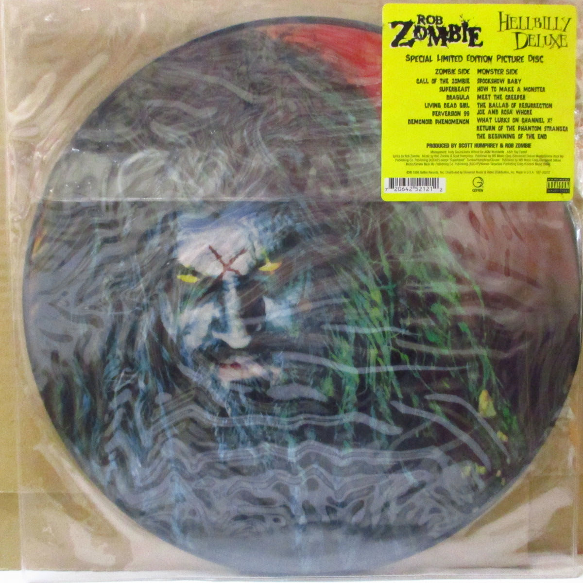 ROB ZOMBIE (ロブ・ゾンビ) - Hellbilly Deluxe (US 限定「ピクチャーディスク」 LP+レアステッカー付きPVC) '98年1stソロアルバム