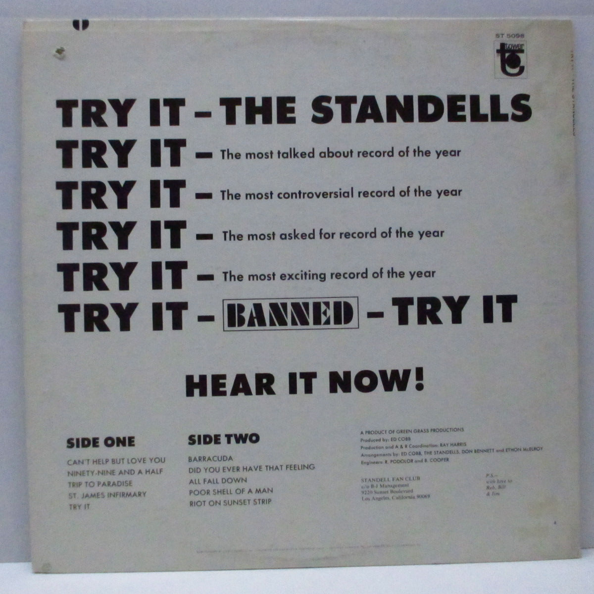 STANDELLS (スタンデルス) - Try It (US オリジナル「ステレオ」LP/ステッカー付きジャケ)