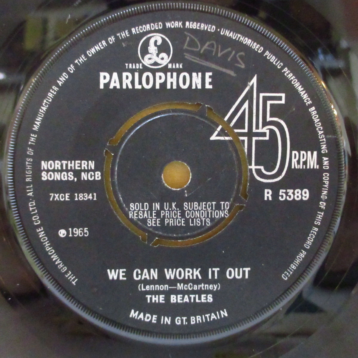 BEATLES (ビートルズ) - We Can Work It Out (UK '65 2ndプレス「作者名間ハイフン表記・ラウンドセンター #2」 7インチ+カンパニースリーブ)