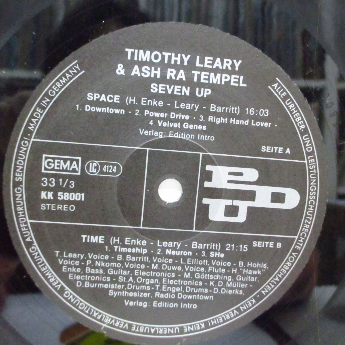 TIMOTHY LEARY & Ash Ra Tempel (ティモシー・リアリー & アシュ・ラ・テンペル) - Seven Up (German '82「PDU社」再発 LP /表面コーティングジャケ)