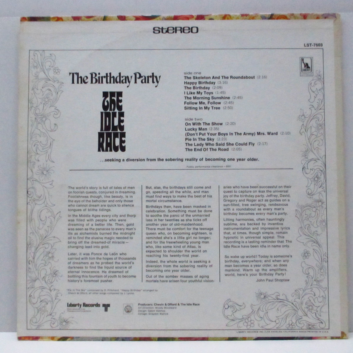 IDLE RACE (アイドル・レース) - Birthday Party (US オリジナル「ステレオ」 LP) 1968年デビューアルバム !