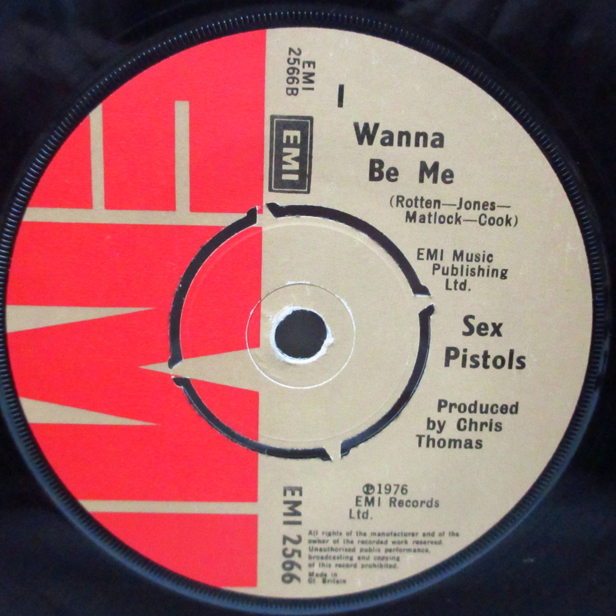 SEX PISTOLS (セックス・ピストルズ) - Anarchy In The U.K. (UK 初回5,000枚「プロデューサー名が両面共クリストーマスのミス表記」ラウンドセンター 7"/赤カンパニースリーブ)