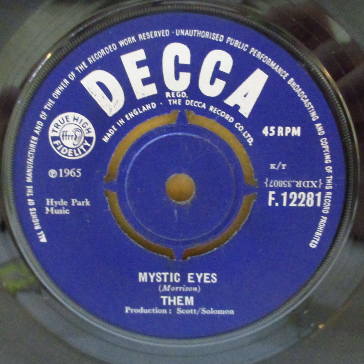 THEM (ゼム) - Mystic Eyes (UK '65 オリジナル 7インチ+カンパニースリーブ)