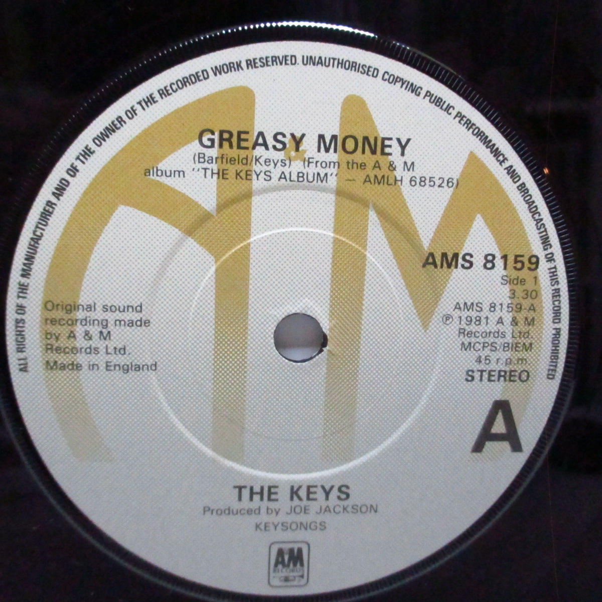 KEYS, THE (ザ ・キイズ) - Greasy Money (UK オリジナル 7"/光沢ソフト紙ジャケ) '81年4th シングル!