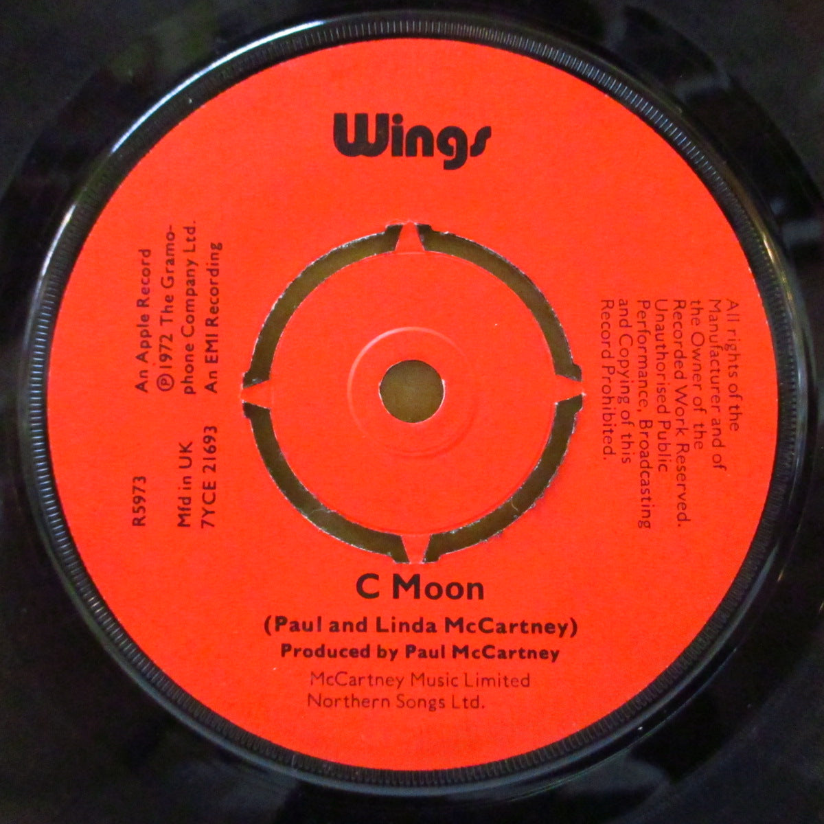 PAUL McCARTNEY & WINGS (ポール・マッカートニー & ウイングス) - Hi, Hi, Hi / C Moon (UK '72 オリジナル「デッカ社コントラクトプレス」7"+ダイカット黒スリーブ)