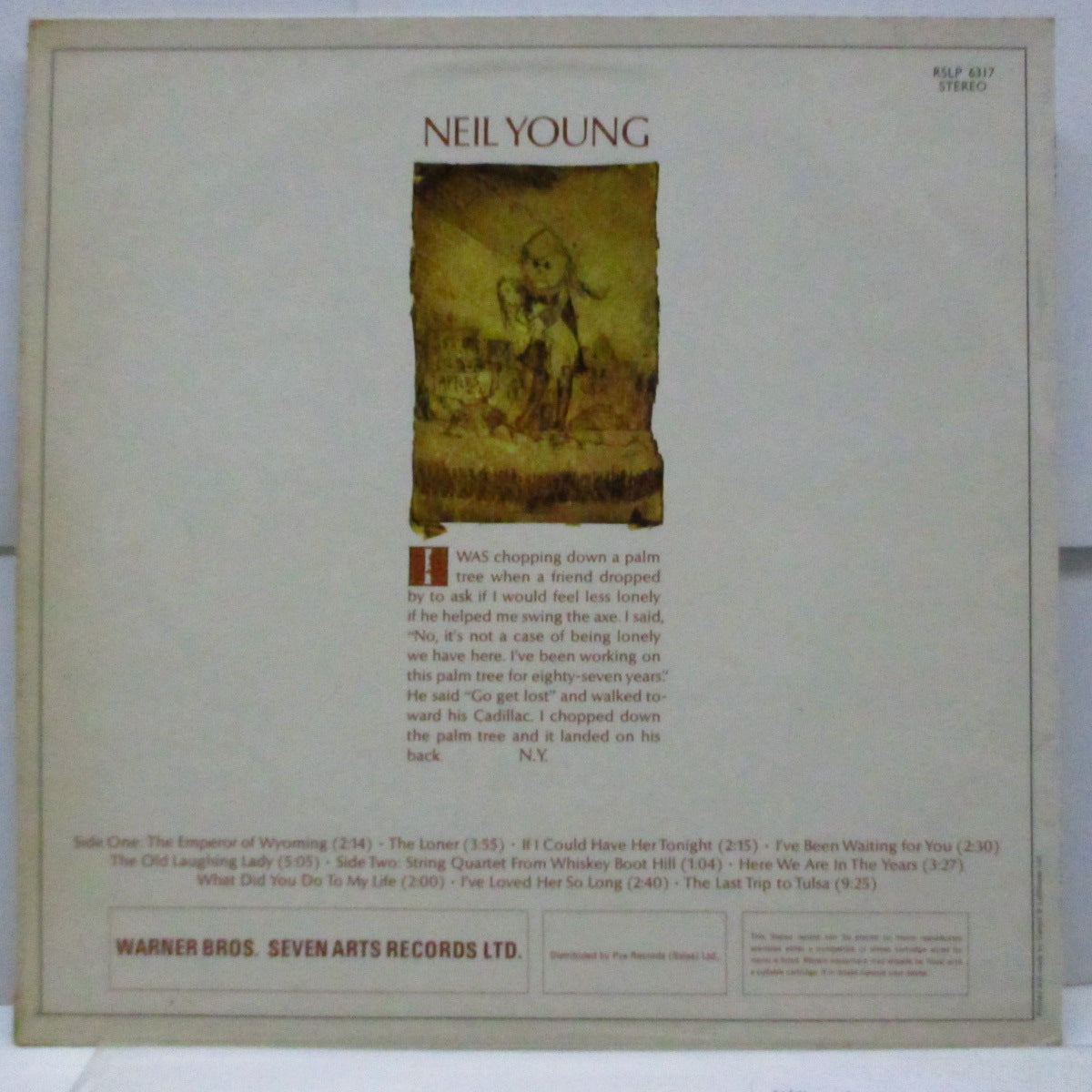 NEIL YOUNG (ニール・ヤング) - Neil Young (1st) (UK '70 再発「Wロゴ無 / 茶色ラベ」LP #2/「ニールヤング表記無」両面コーティングジャケ)