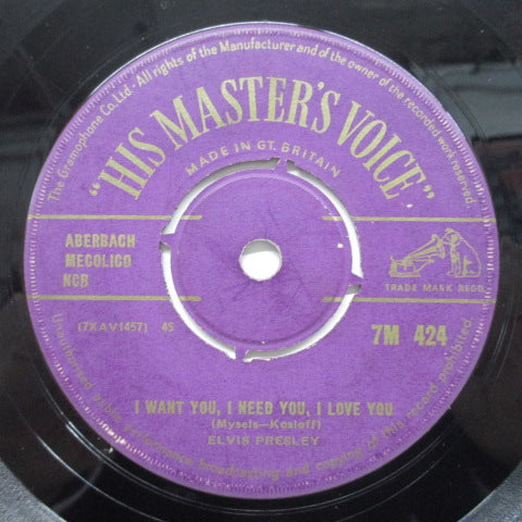 ELVIS PRESLEY (エルヴィス・プレスリー) - I Want You, I Need You, I Love You (UK HMV Orig.7"+CS)