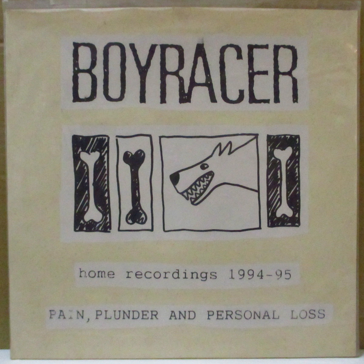 BOYRACER (ボーイレイサー) - Pain, Plunder And Personal Loss (US オリジナル 10インチ+インサート/ハンドスクリーン印刷マット・クリームジャケ) '95年デモ音源コンピ