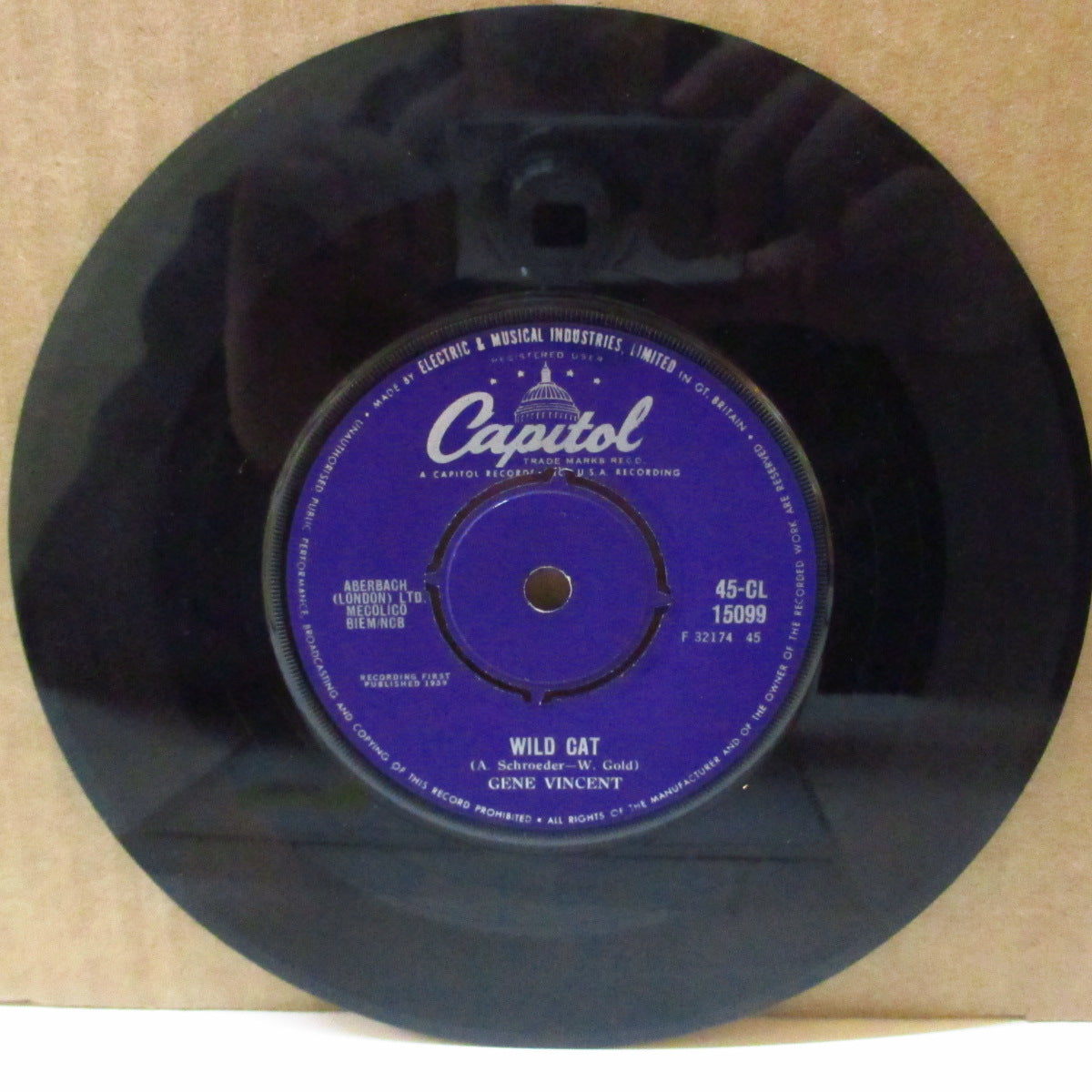 GENE VINCENT (ジーン・ヴィンセント) - Wild Cat (UK '59 オリジナル「プッシュアウト・センター」7インチ)ティーン・ストロール・ナンバー&ティーン・ロカビリー