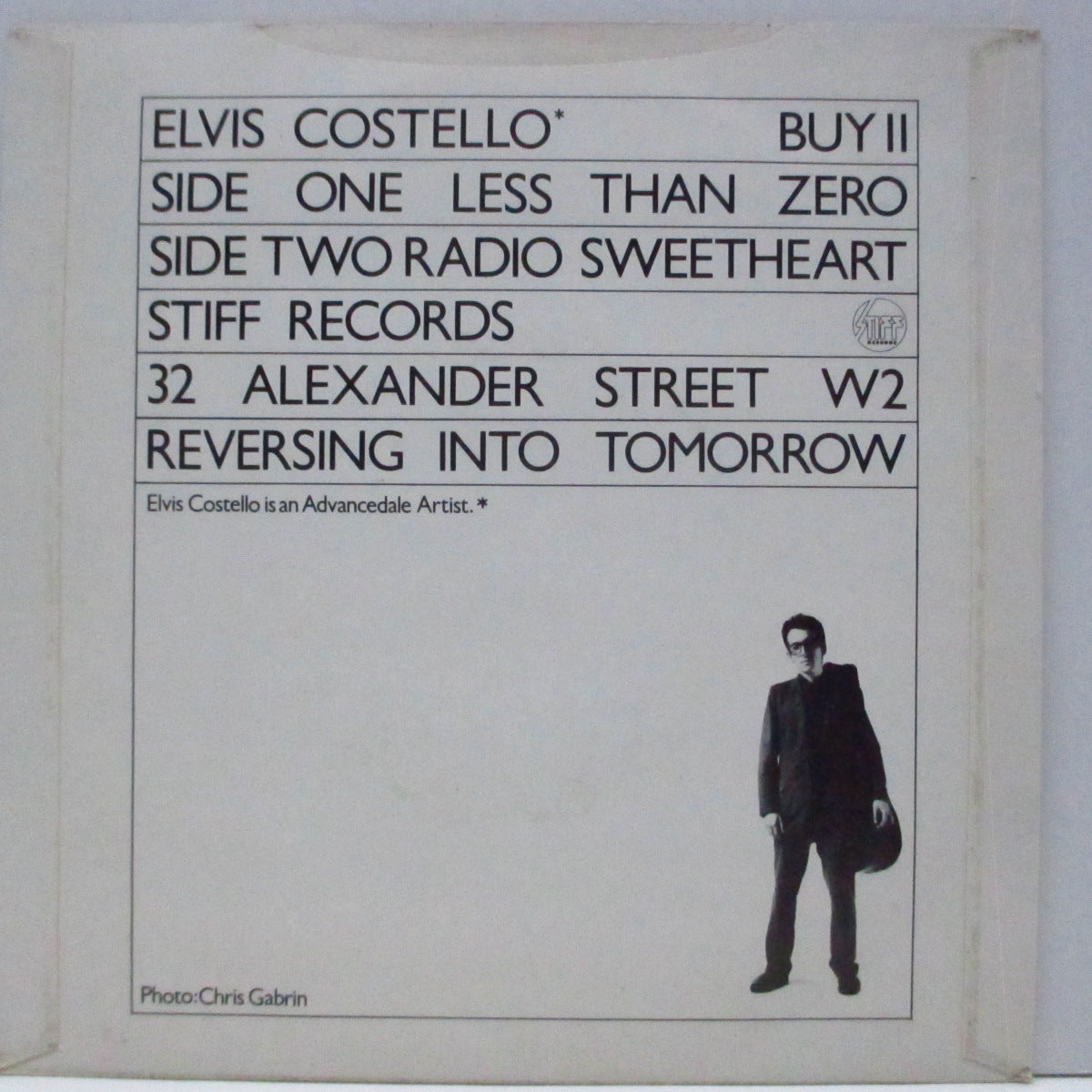 ELVIS COSTELLO (エルヴィス・コステロ) - Less Than Zero (UK '79 再発 7"/表面コーティング折り返ジャケ) レア!別ミックスバージョン!