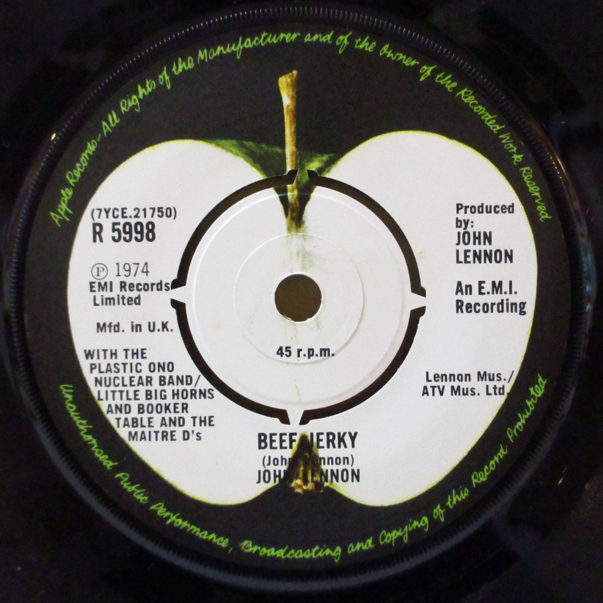 JOHN LENNON (ジョン・レノン) - Whatever Gets You Thru' The Night (UK '74 オリジナル「ラウンドセンター」7インチ+ダイカット黒スリーブ)