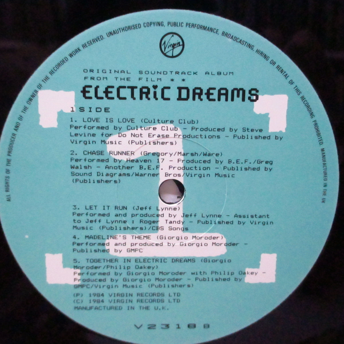O.S.T. (映画『エレクトリック・ドリーム』サントラ盤!) - Electric Dreams : Original Soundtrack From The Film (UK オリジナル LP/初回プリントPVC)
