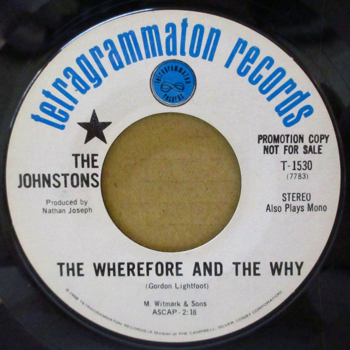 JOHNSTONS, THE (ザ・ジョンストンズ) - The Wherefore And The Why / My House (US '69 プロモ・白ラベ7インチ)アイルランドの男女混成美メロ・フォーキーポップ