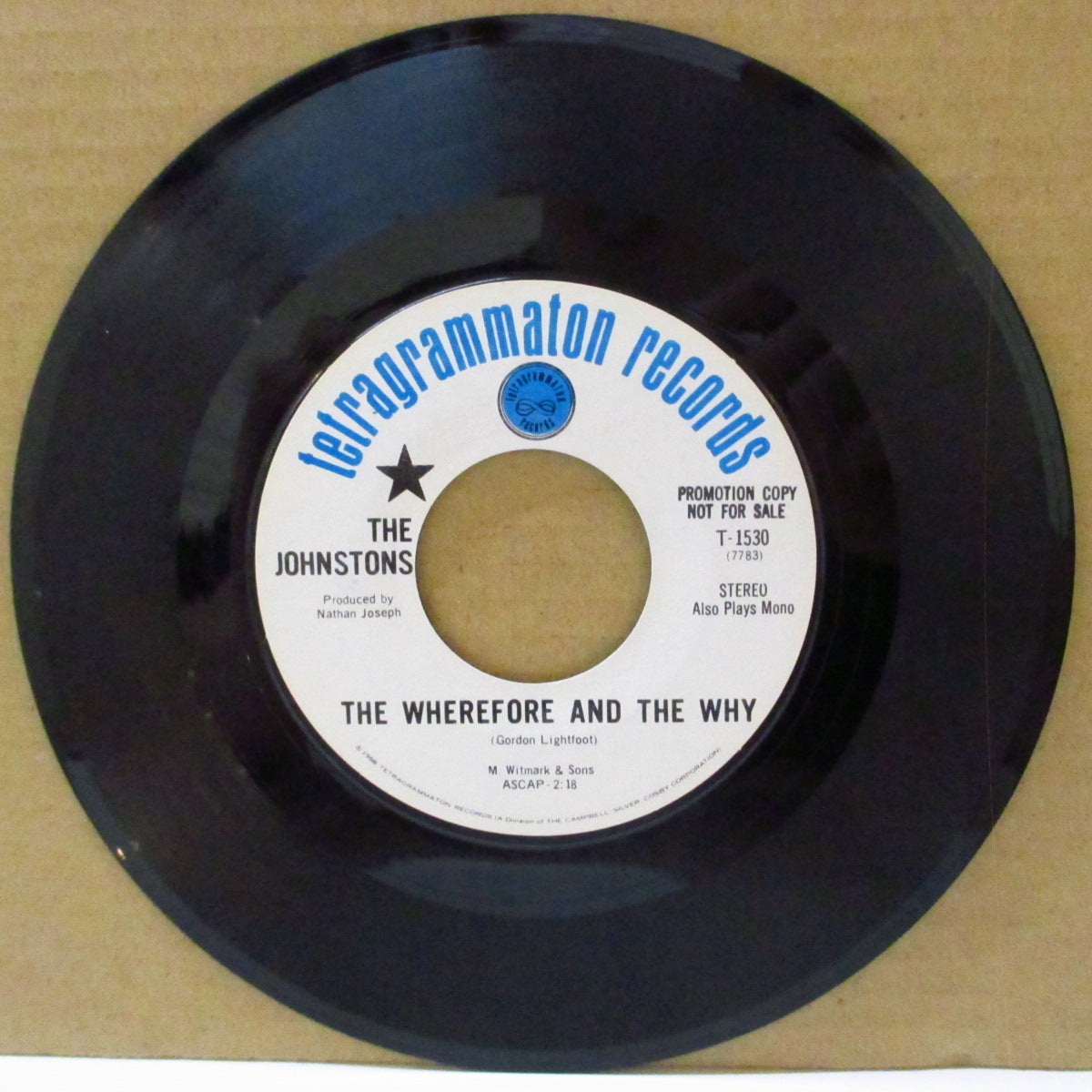 JOHNSTONS, THE (ザ・ジョンストンズ) - The Wherefore And The Why / My House (US '69 プロモ・白ラベ7インチ)アイルランドの男女混成美メロ・フォーキーポップ