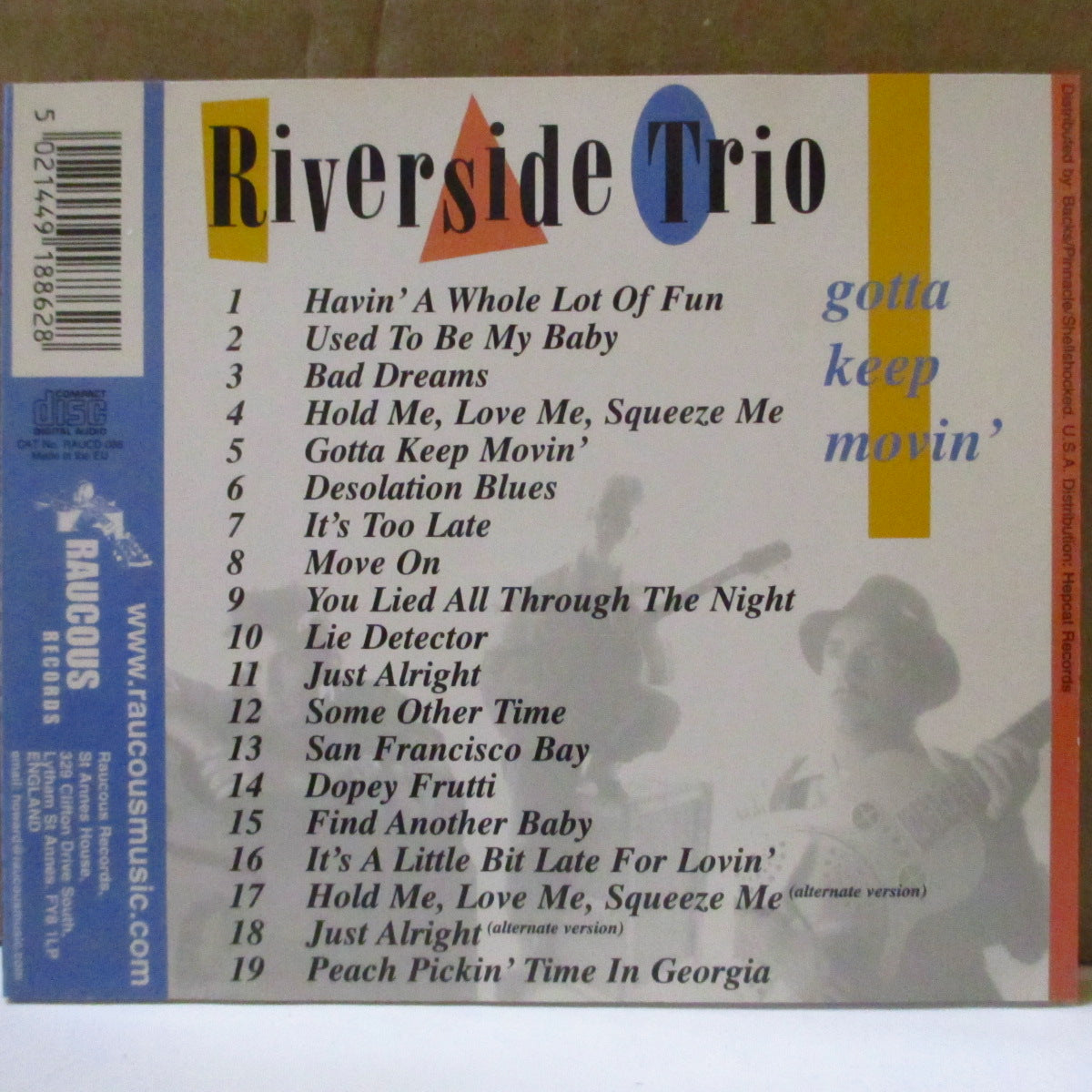 RIVERSIDE TRIO (リヴァーサイド・トリオ) - Gotta Keep Movin' (EU '01 再発 CD) '95年2ndアルバム