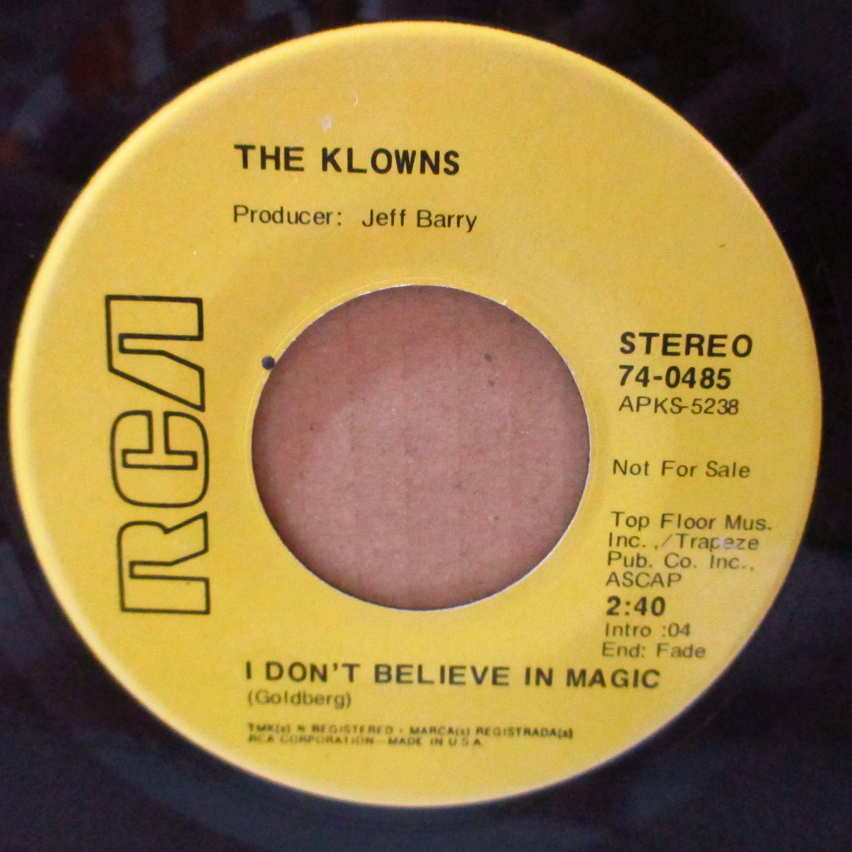 KLOWNS, THE (ザ・クラウンズ) - I Don't Believe In Magic (US '71 プロモ・黄ラベ・ステレオ7インチ) サンシャイン・ポップ &ノーザン!