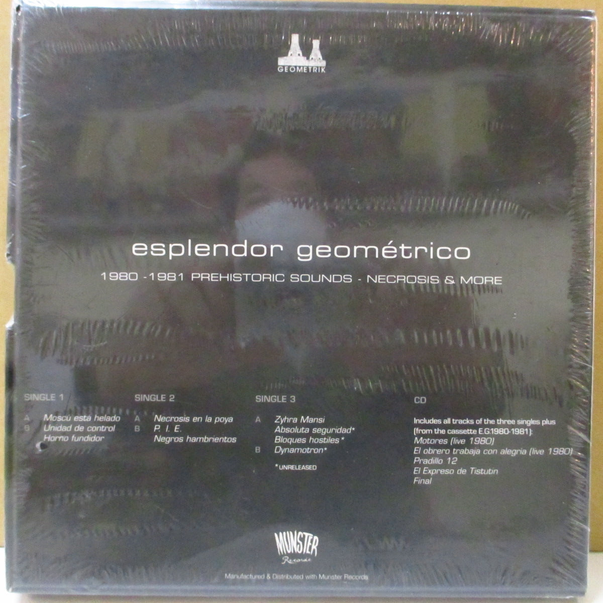 ESPLENDOR GEOMETRICO (エスプレンドー・ジオメトリコ) - 1980-1981 Prehistoric Sounds - Necrosis En La Poya & More (Spain '12 限定1,000枚「ブラック&クリア&レッドヴァイナル」 3x7インチ+CD, ブックレット/ボックスセット)