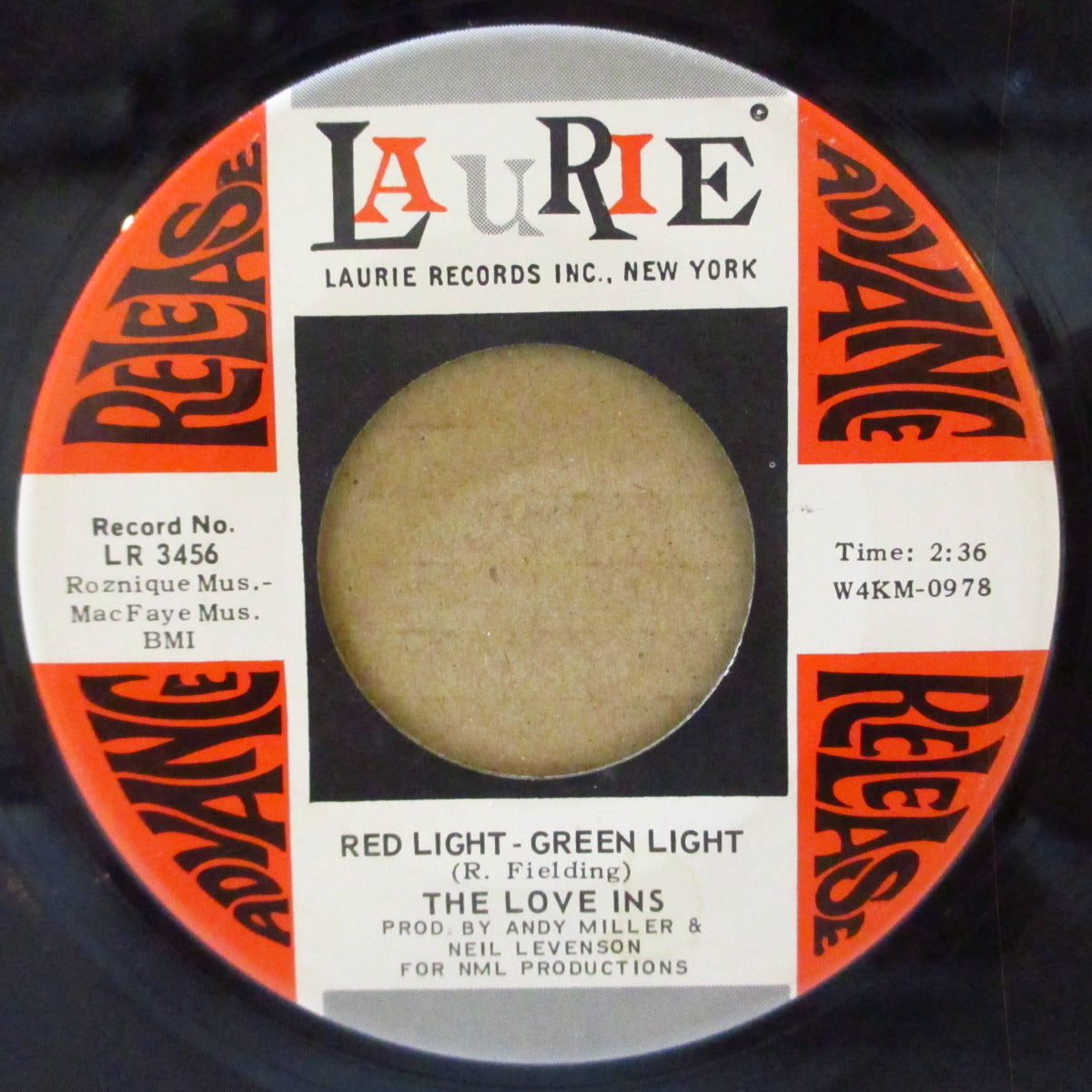 LOVE INS, THE (ザ・ラブ・インズ) - Red Light - Green Light (US '68 アドバンス・プロモ・ラベ7インチ)ミッドテンポ・バブルガム調の美メロ・ソフト・ポップス!