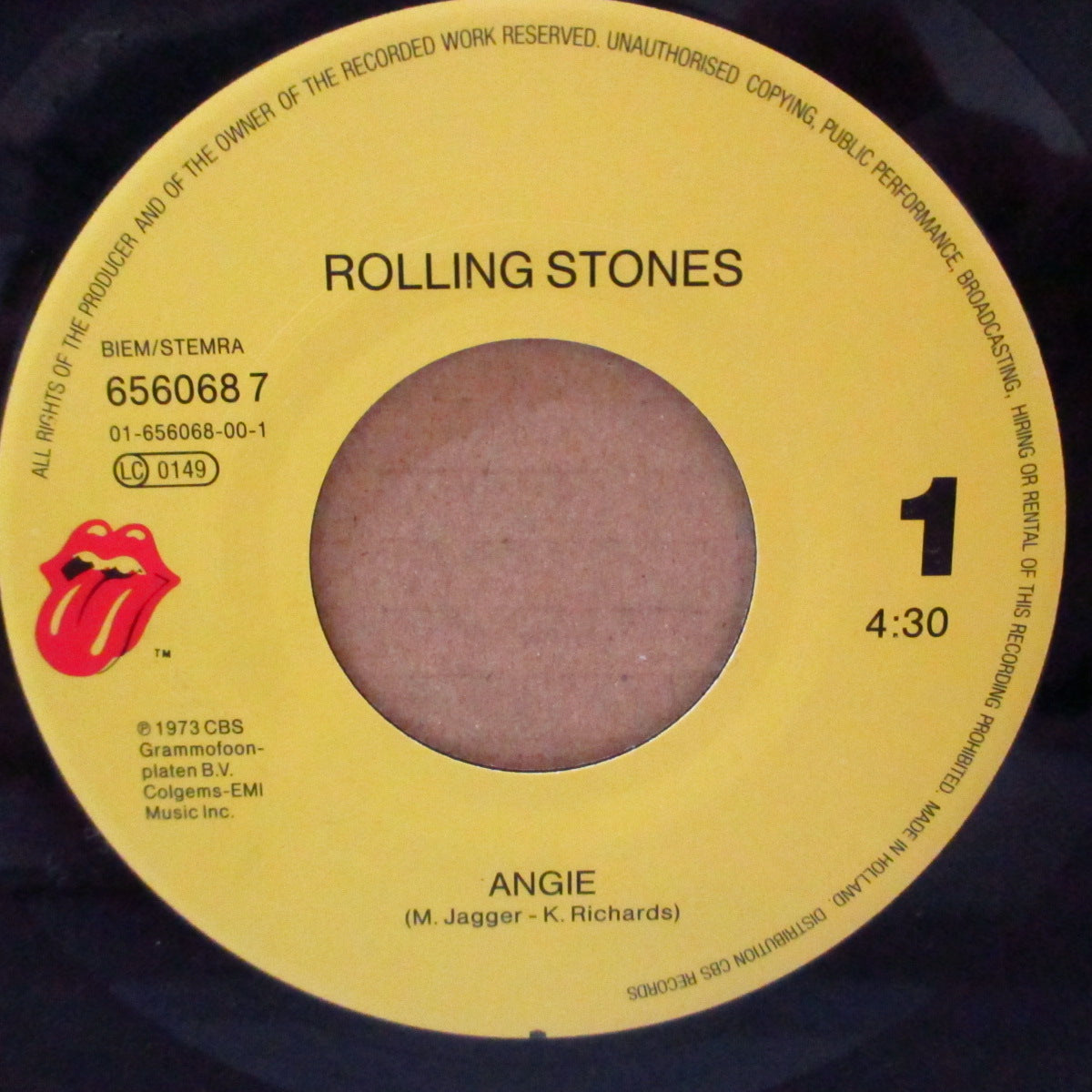 ROLLING STONES (ローリング・ストーンズ) - Angie (Dutch '90 再発ジャケつき 7インチ)