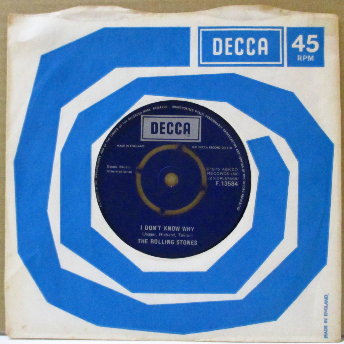 ROLLING STONES (ローリング・ストーンズ) - I Don't Know Why (UK '75 オリジナル「A面初回作者名クレジット、ラウンドセンター」 7インチ+カンパニースリーブ)