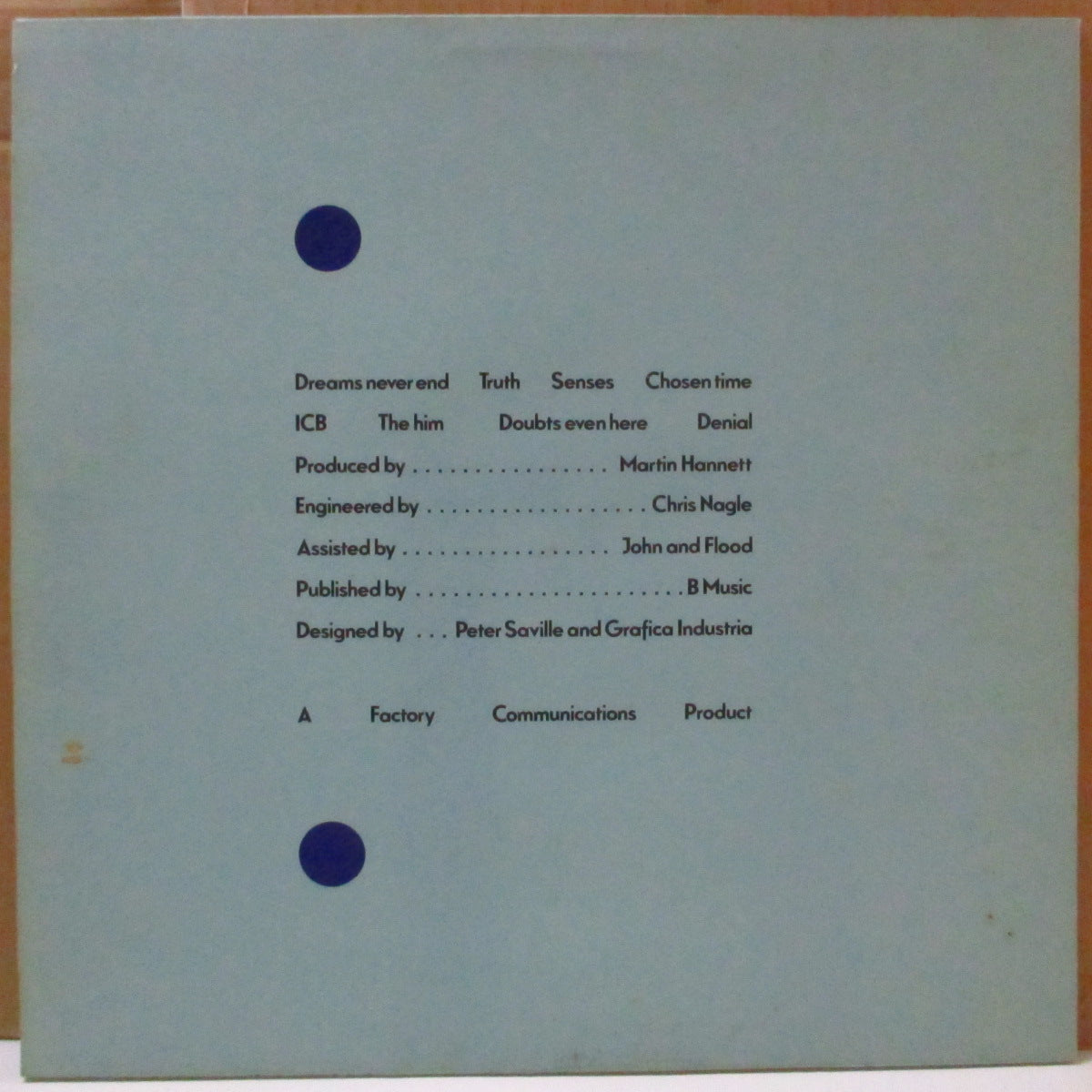 NEW ORDER (ニュー・オーダー) - Movement (UK '85 再発「A5/B5」マト LP+「PATENT Nos.1,125.555 」インナー) '81年1stアルバム