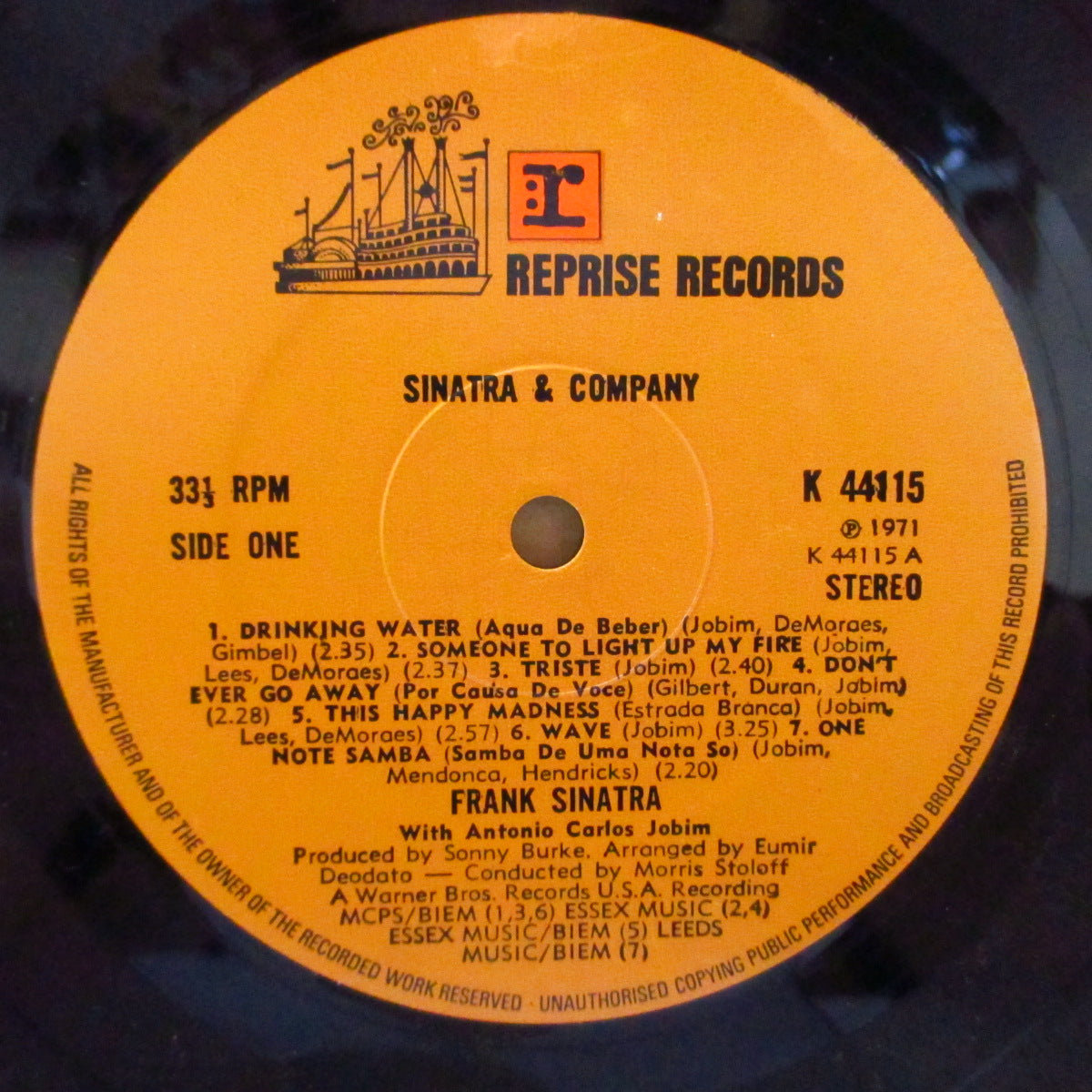 FRANK SINATRA (フランク・シナトラ) - Sinatra & Company (UK '71 再発品番「K-44115/ワーナーロゴ無しブラウン・ラベ」ステレオLP) ボサノヴァ,ソフトロック挑戦名作