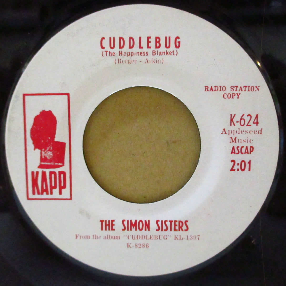 SIMON SISTERS, THE (ザ・サイモン・シスターズ ) - Cuddlebug (US '64 プロモ・白ラベ7インチ)カーリー・サイモン姉妹デュオ、軽快清涼フォーキー・ソフト・ボサノヴァ!