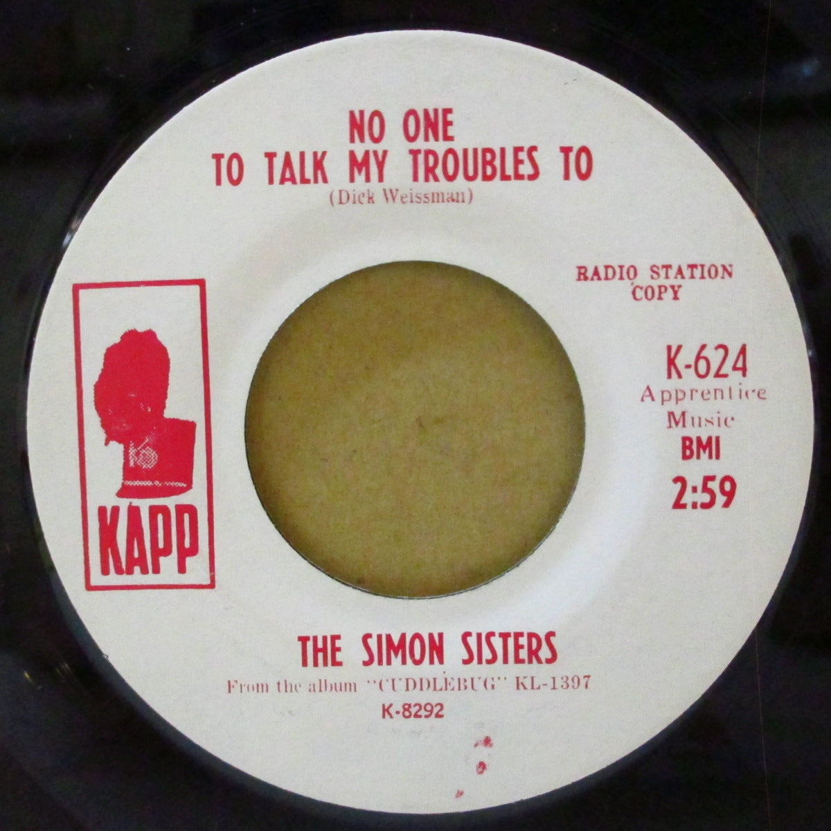 SIMON SISTERS, THE (ザ・サイモン・シスターズ ) - Cuddlebug (US '64 プロモ・白ラベ7インチ)カーリー・サイモン姉妹デュオ、軽快清涼フォーキー・ソフト・ボサノヴァ!