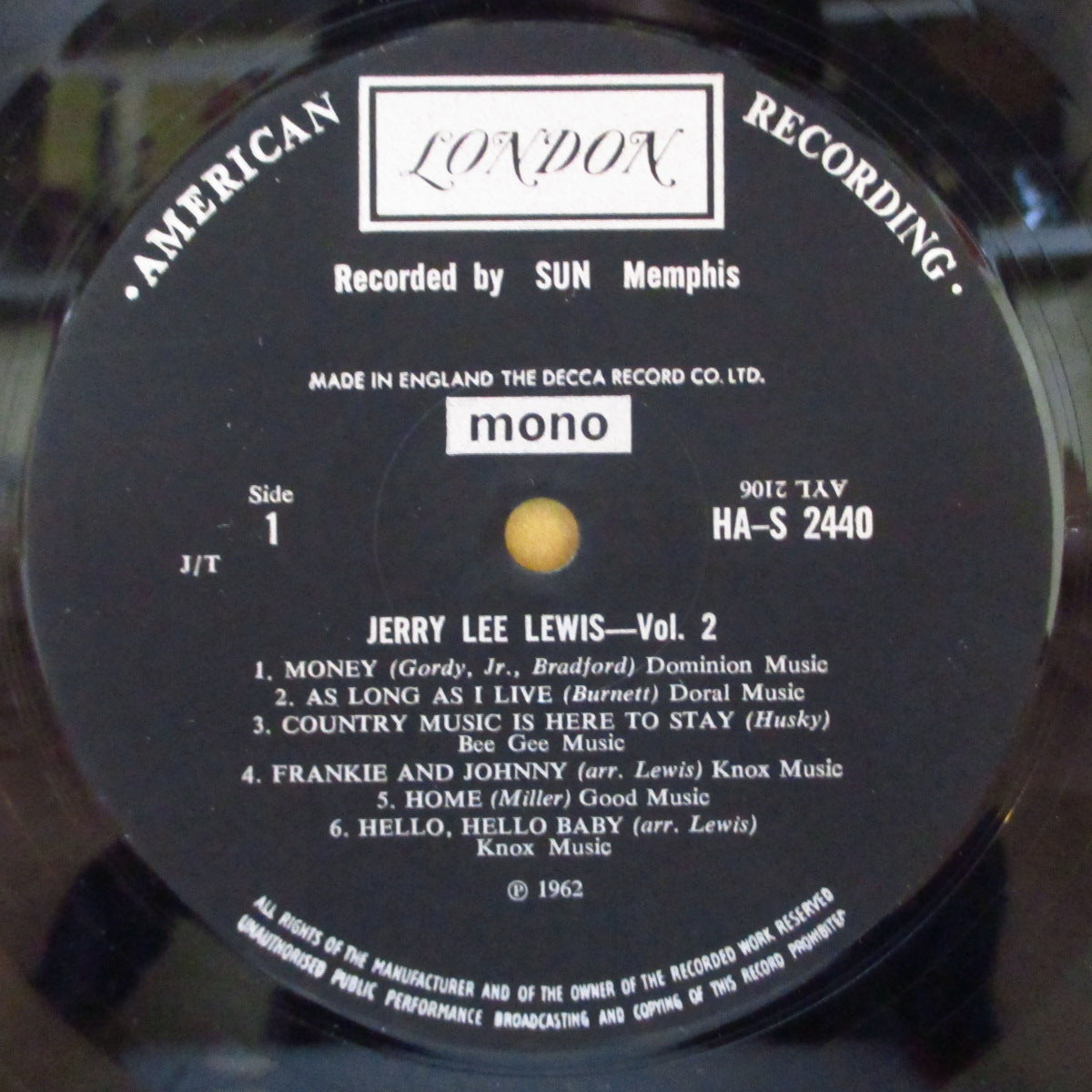 JERRY LEE LEWIS (ジェリー・リー・ルイス) - Jerry Lee's Greatest (UK '60年代後期「銀ボックス・ロゴ・黒ラベ」再発モノラルLP) 61年SUN社時代セカンド・アルバム