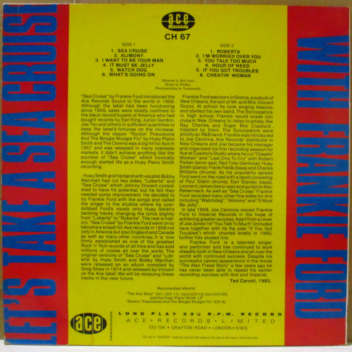 FRANKIE FORD (フランキー・フォード) - Let's Take A Sea Cruise (UK '83 再発モノラル LP/光沢ジャケ)R&Rジャイバー名曲「シークルーズ」収録58年1stアルバム!