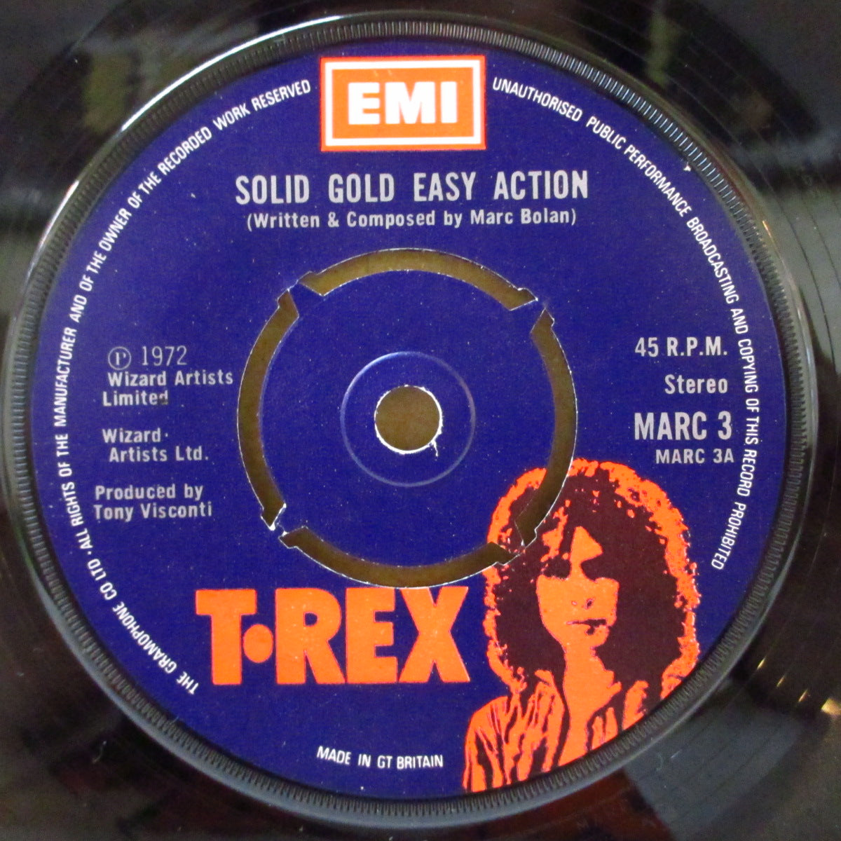 T.REX (T・レックス) - Solid Gold Easy Action (UK '72 オリジナル「ラウンドセンター」 7インチ+T.REXカンパニースリーブ)