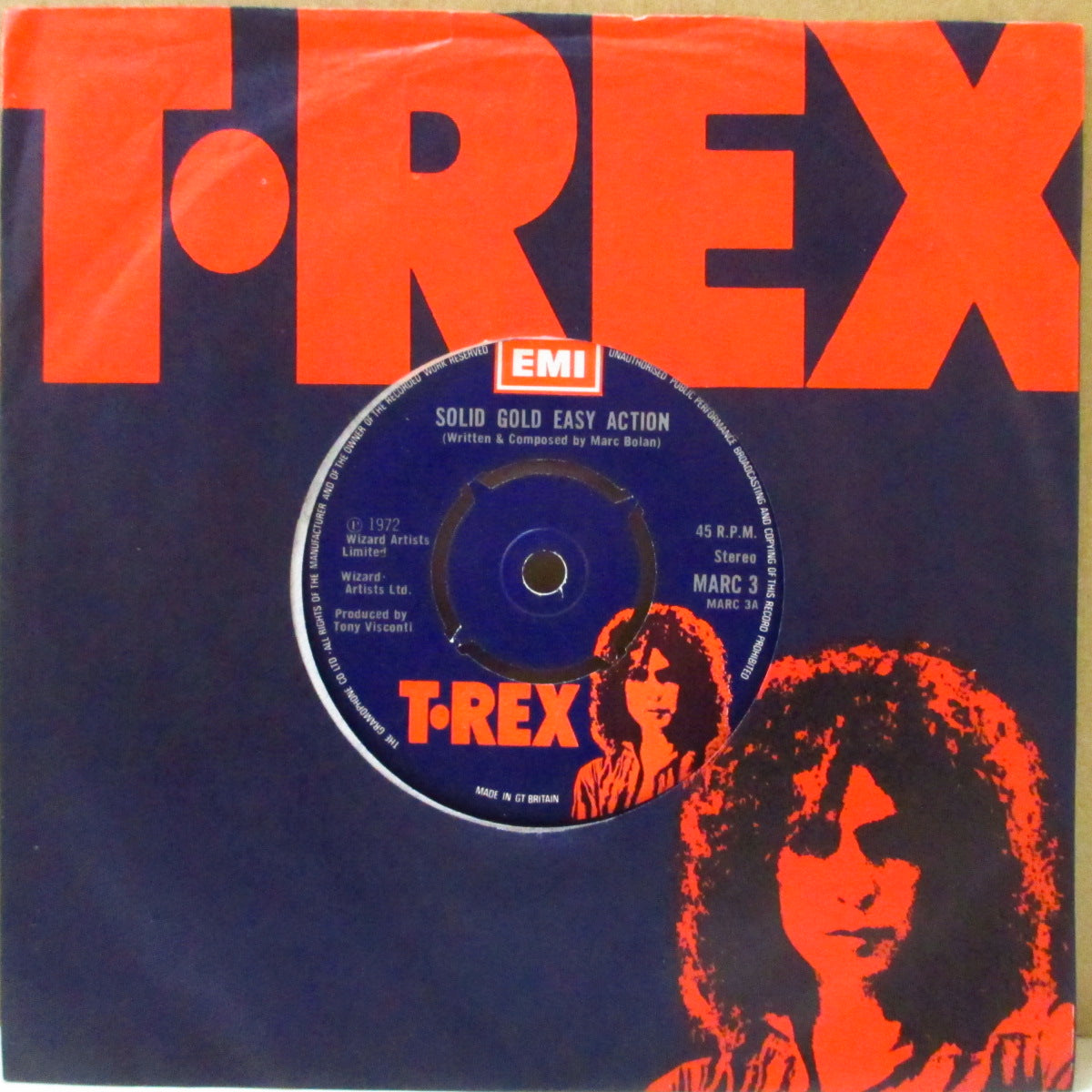 T.REX (T・レックス) - Solid Gold Easy Action (UK '72 オリジナル「ラウンドセンター」 7インチ+T.REXカンパニースリーブ)