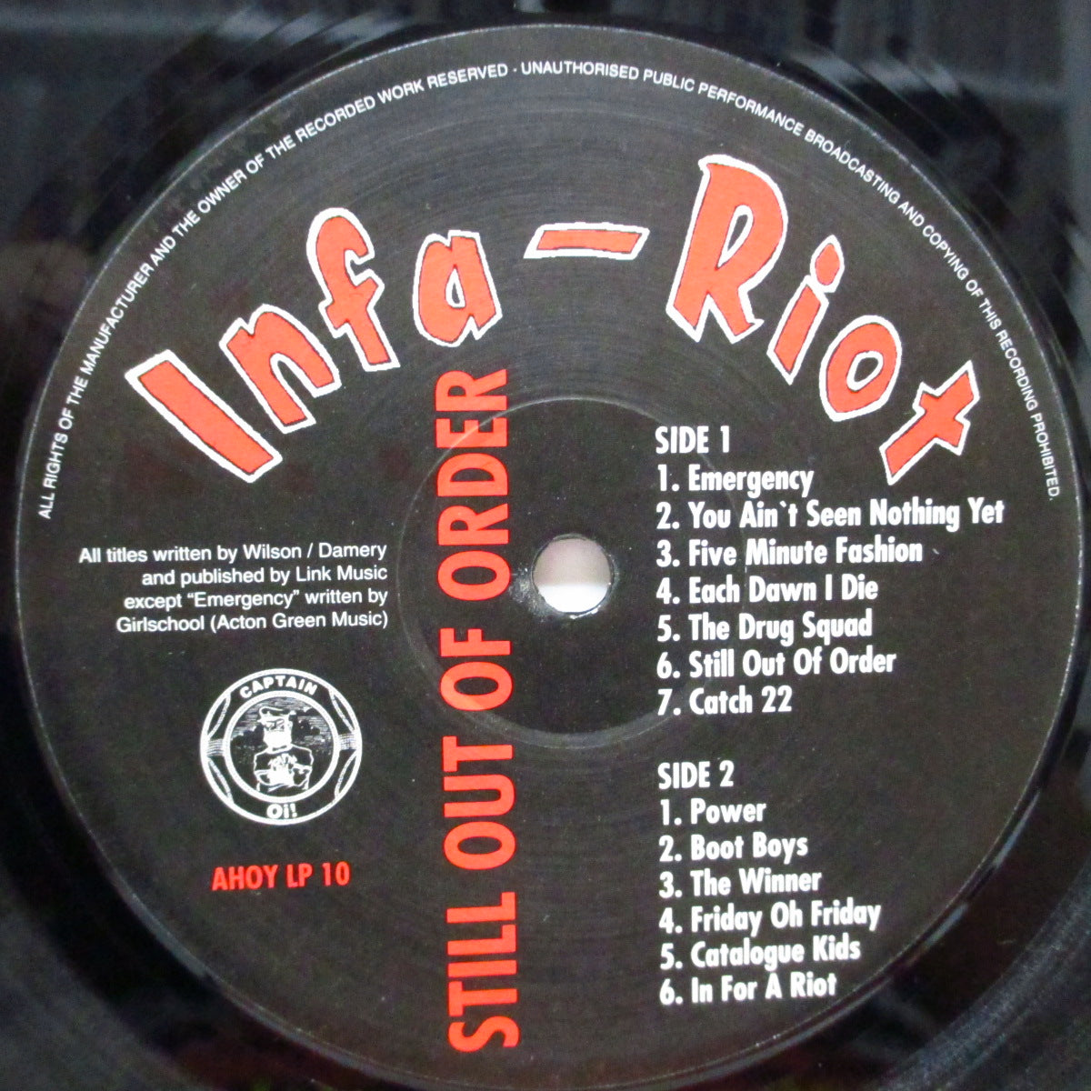 INFA-RIOT (インファ・ライオット) - Still Out Of Order (UK '97 再発 LP+インサート/AHOY LP 10) '82年ファースト!