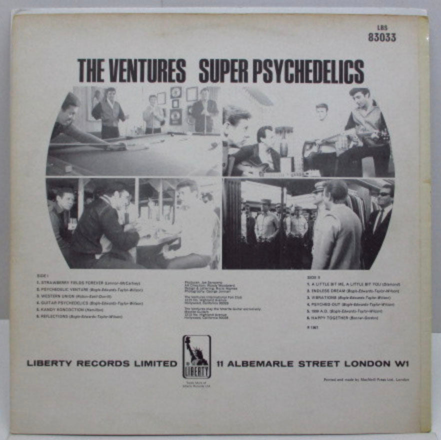 VENTURES (ベンチャーズ) - Super Psychedelics (UK 60's 再発「青・水色ラベ」ステレオ LP/表面コーティング・ジャケ)