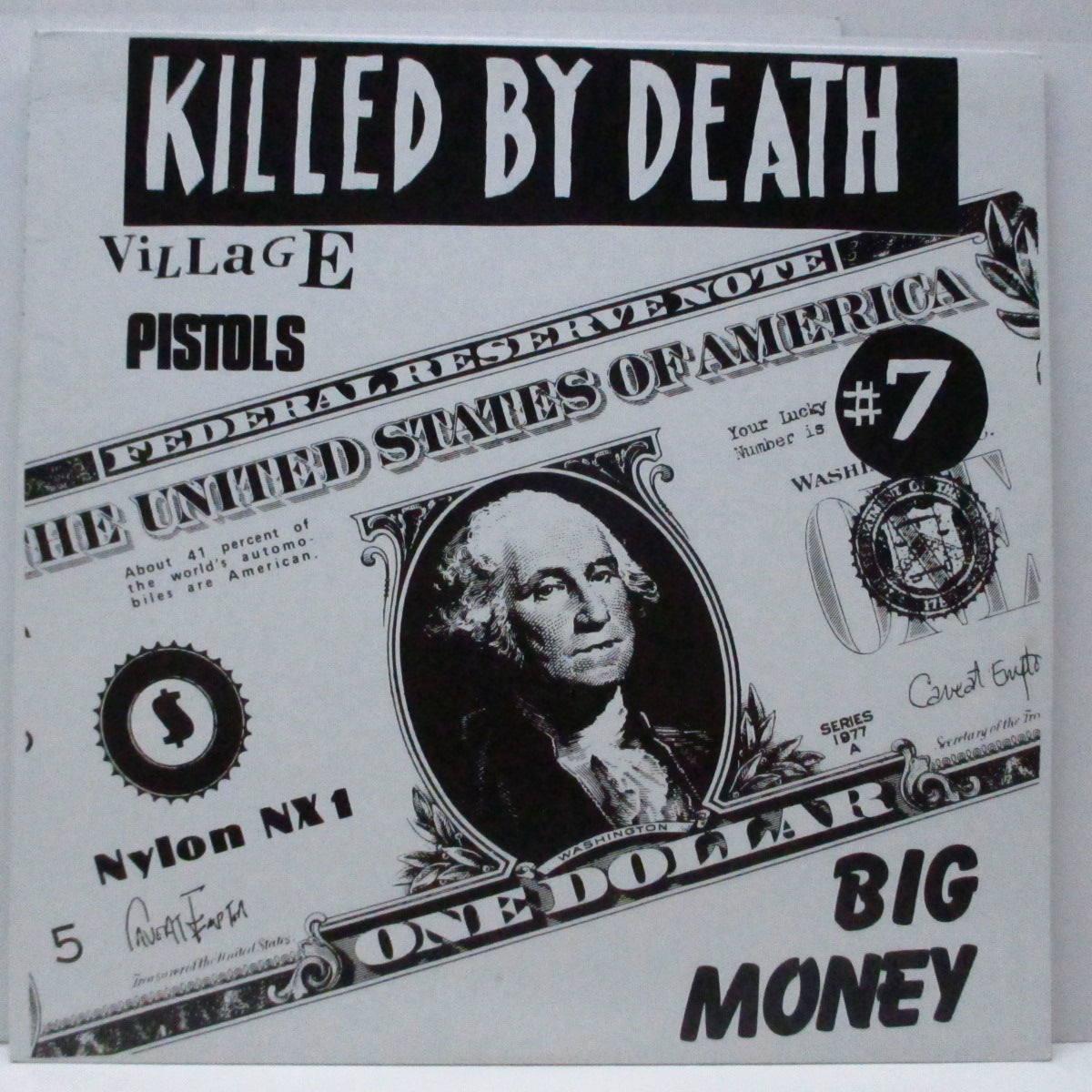 V.A. ('77-'82年各国レアパンク・コンピ) - Killed By Death #7 (US '93 初回700枚限定「黒盤」 LP/「二つ折り」白黒ジャケ)