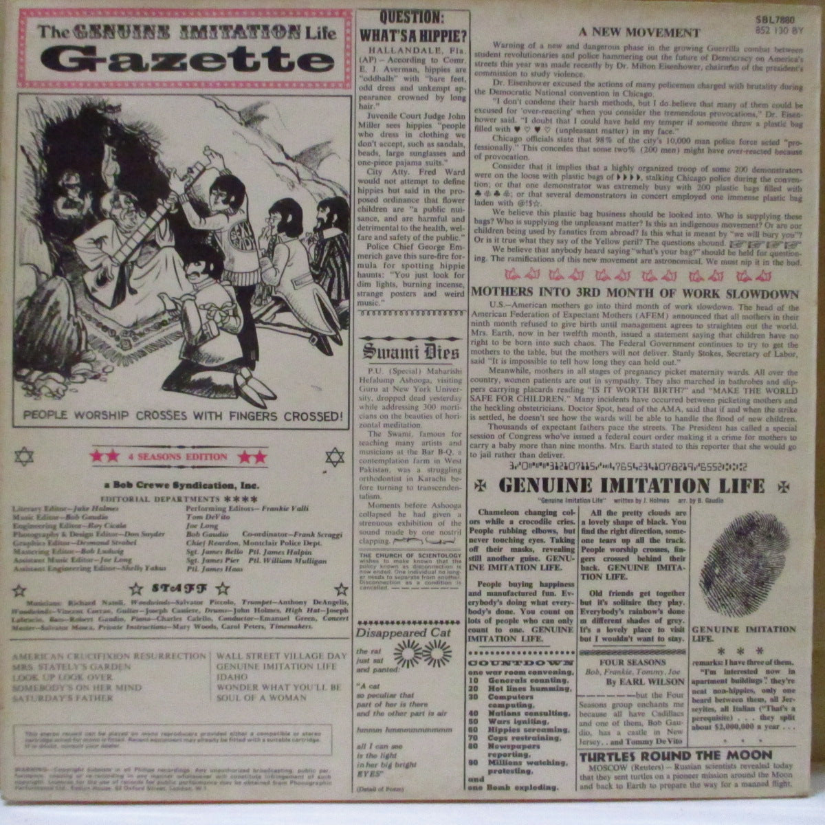 FOUR SEASONS (フォー・シーズンズ) - The Genuine Imitation Life Gazette (UK '69 オリジナル・ステレオ LP /両面コーティング・ジャケ)ソフトサイケPOP調コンセプト・アルバム!