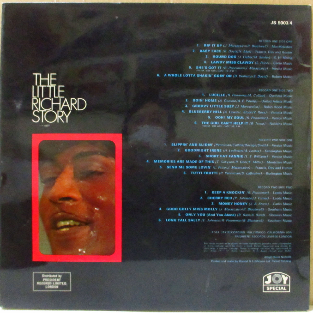 LITTLE RICHARD (リトル・リチャード) - The Little Richard Story (UK '68年オリジナル LP x 2枚組/コーティング見開きジャケ)ヴィージェイ社復活期コンピ全24曲。