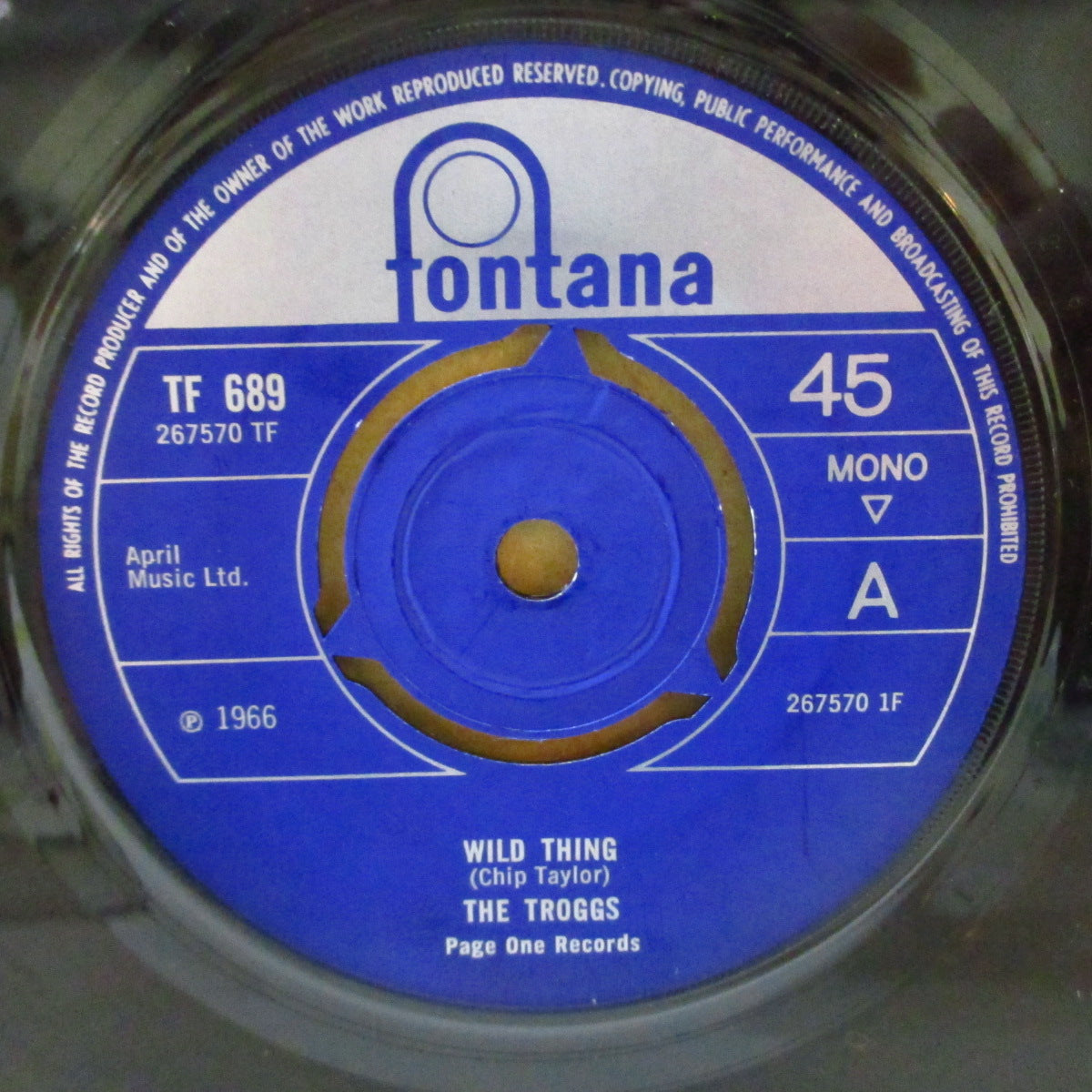 TROGGS (トロッグス) - Wild Thing / From Home (UK '66 オリジナル「3ポイント・ラウンドセンター」モノラル 7インチ+カンパニースリーブ)
