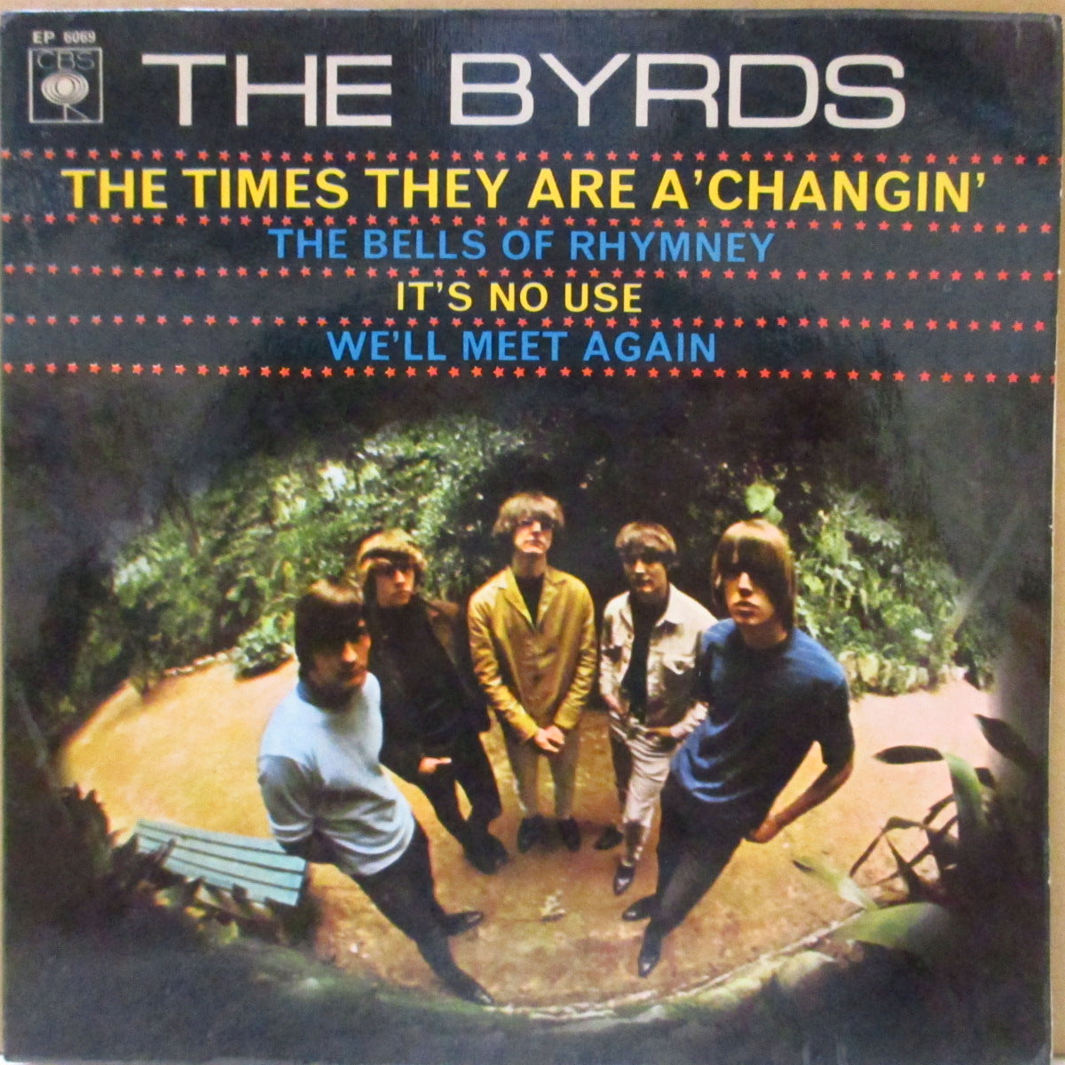 BYRDS (バーズ) - The Times They Are A'Changin' +3 (UK '66 オリジナル「ラウンドセンター」4曲入り 7インチEP+表面コーティング折り返しジャケ)