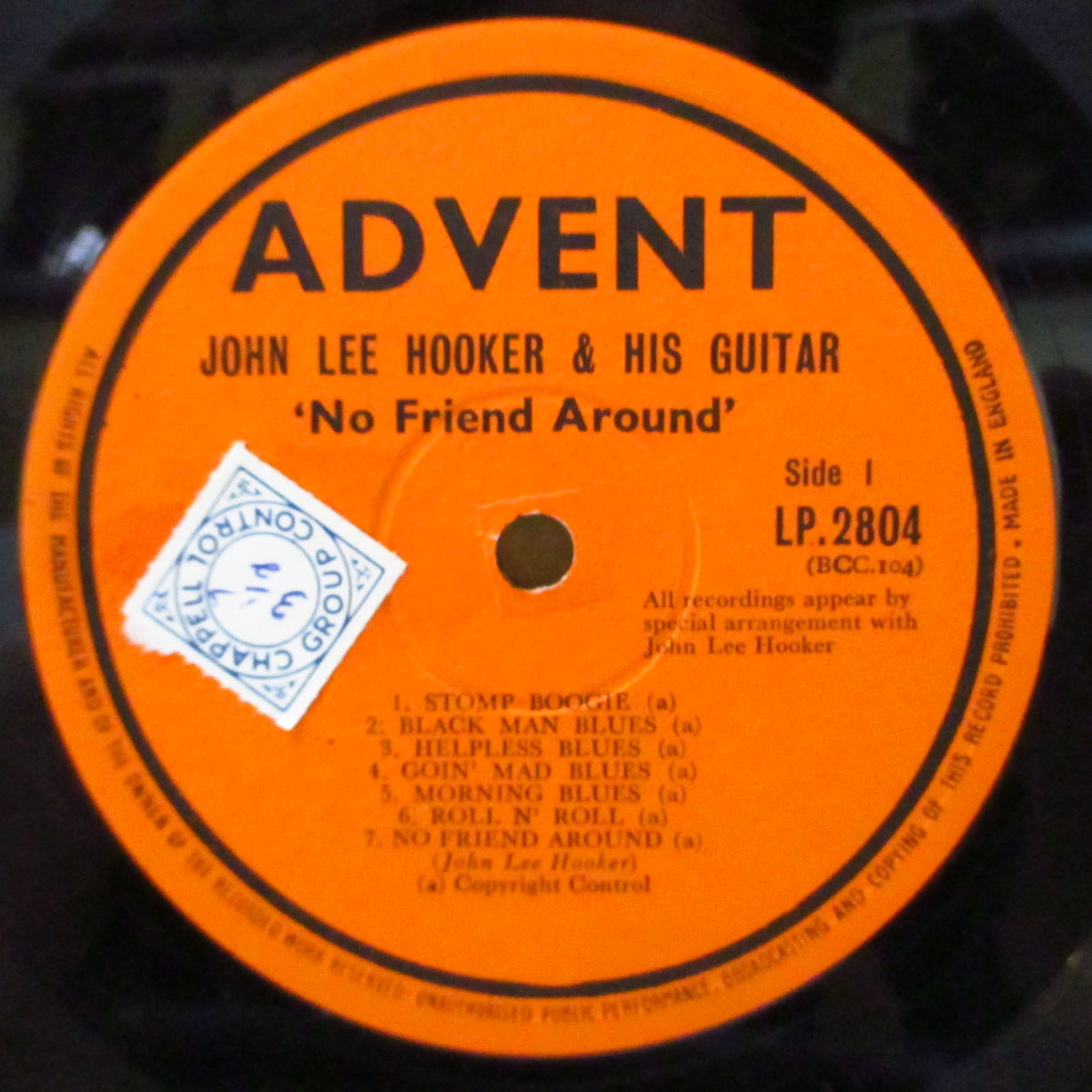 JOHN LEE HOOKER (ジョン・リー・フッカー) - No Friend Around (UK '69 初回「200枚限定Advent社ラベ」モノラル LP/「白黒」両面コーティング・ジャケ) '48〜'50年音源コンピ