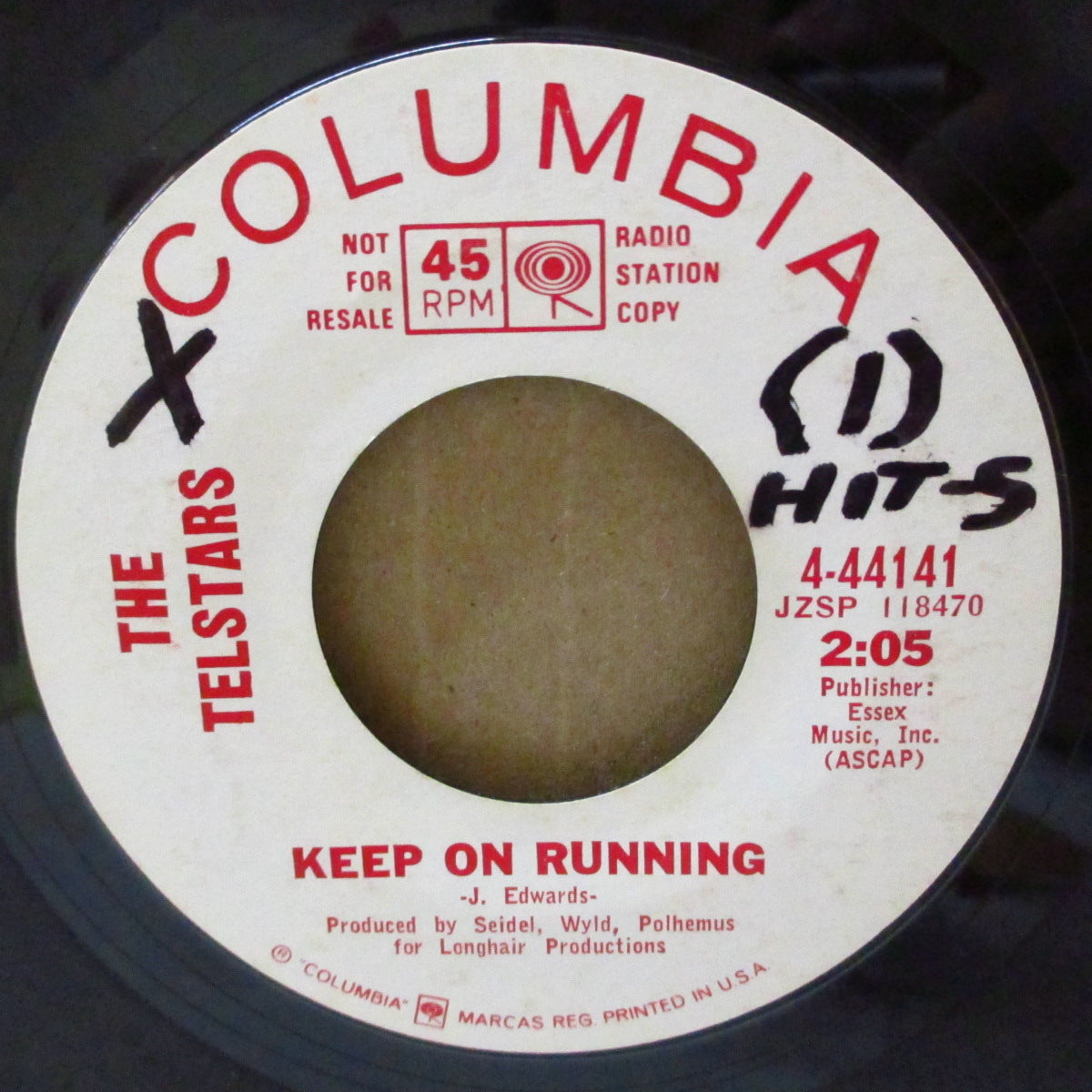 TELSTARS, THE (ザ・テルスターズ) - Keep On Running / Hold Tight (US '67 プロモ・白ラベ7インチ)ファズ・ガレージカバー2サイダー!