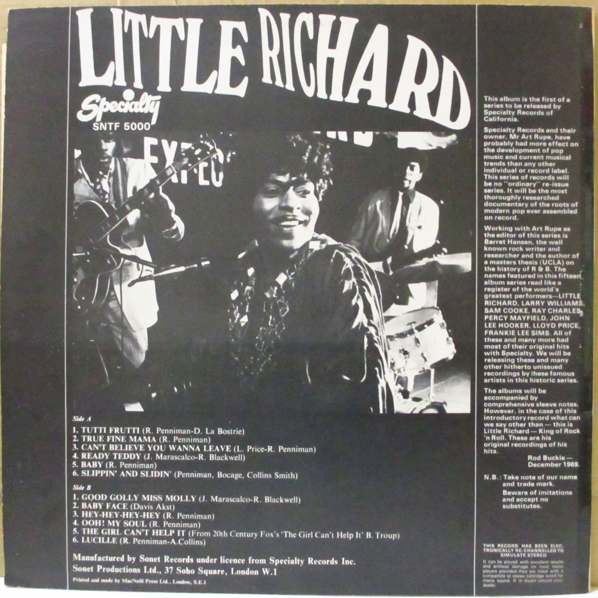 LITTLE RICHARD (リトル・リチャード) - All Time Hits (UK '69 オリジナル 擬似ステレオ LP)スペシャルティ社黄金期のベスト全12曲!
