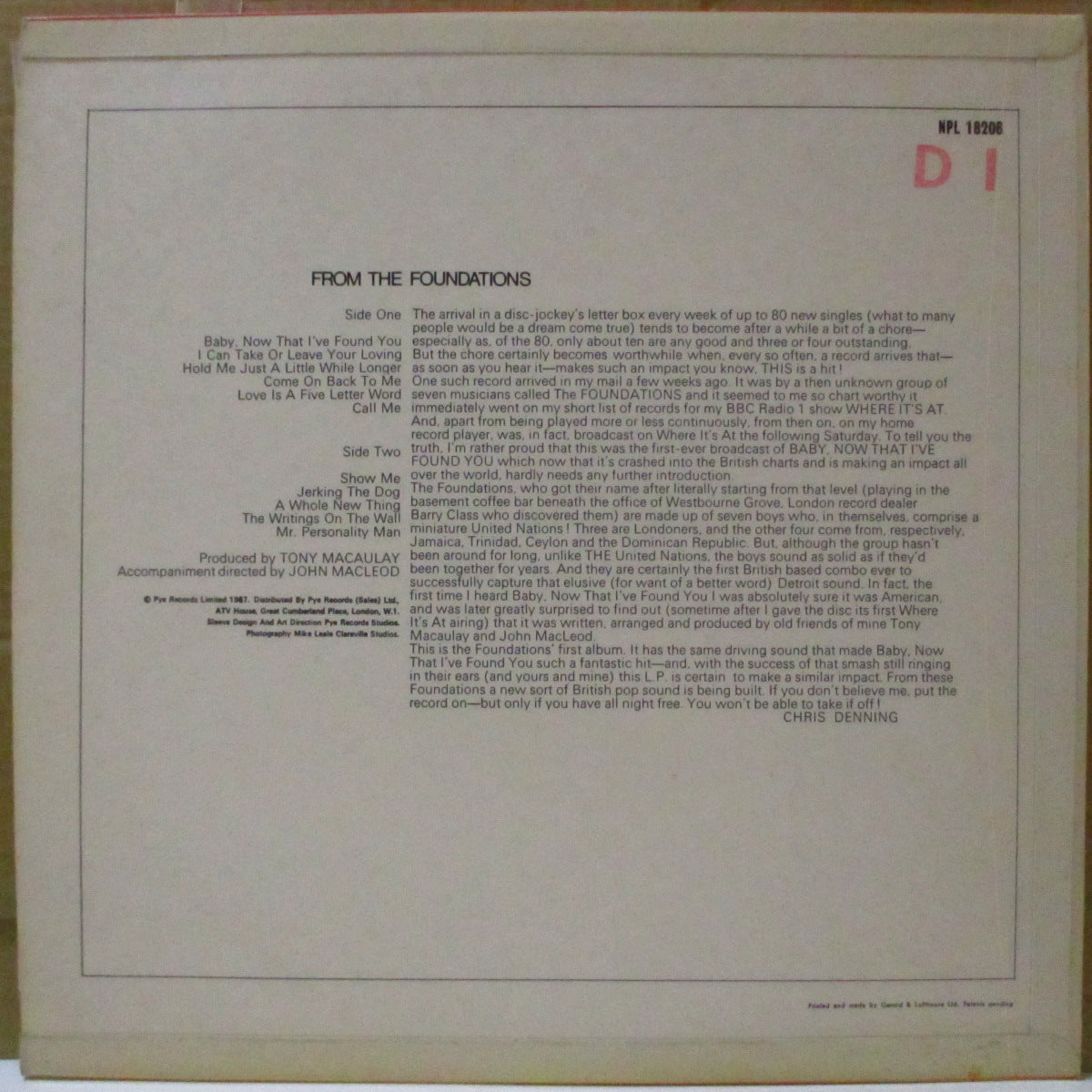 FOUNDATIONS (ザ・ファウンデーションズ) - From The Foundations (UK '67 オリジナル・モノラル LP/表面コーティング3面折り返しジャケ)MODノーザン好き必聴のデビュー・アルバム