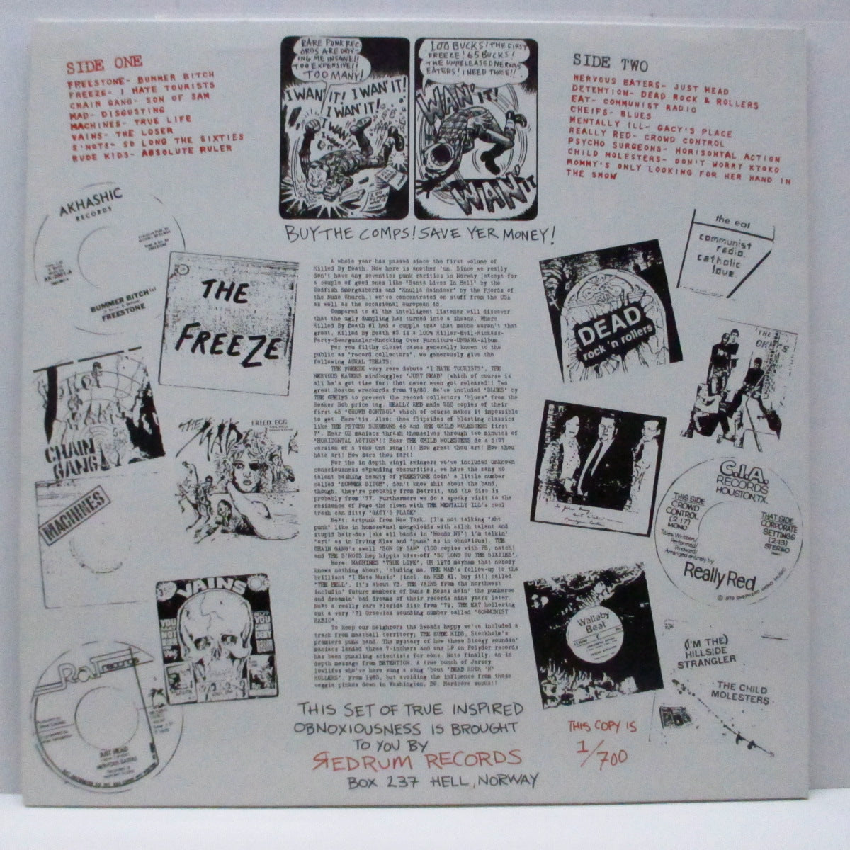V.A. ('77-'82年各国レアパンク・コンピ) - Killed By Death #2 (US 90's再発「レッドヴァイナル」LP)