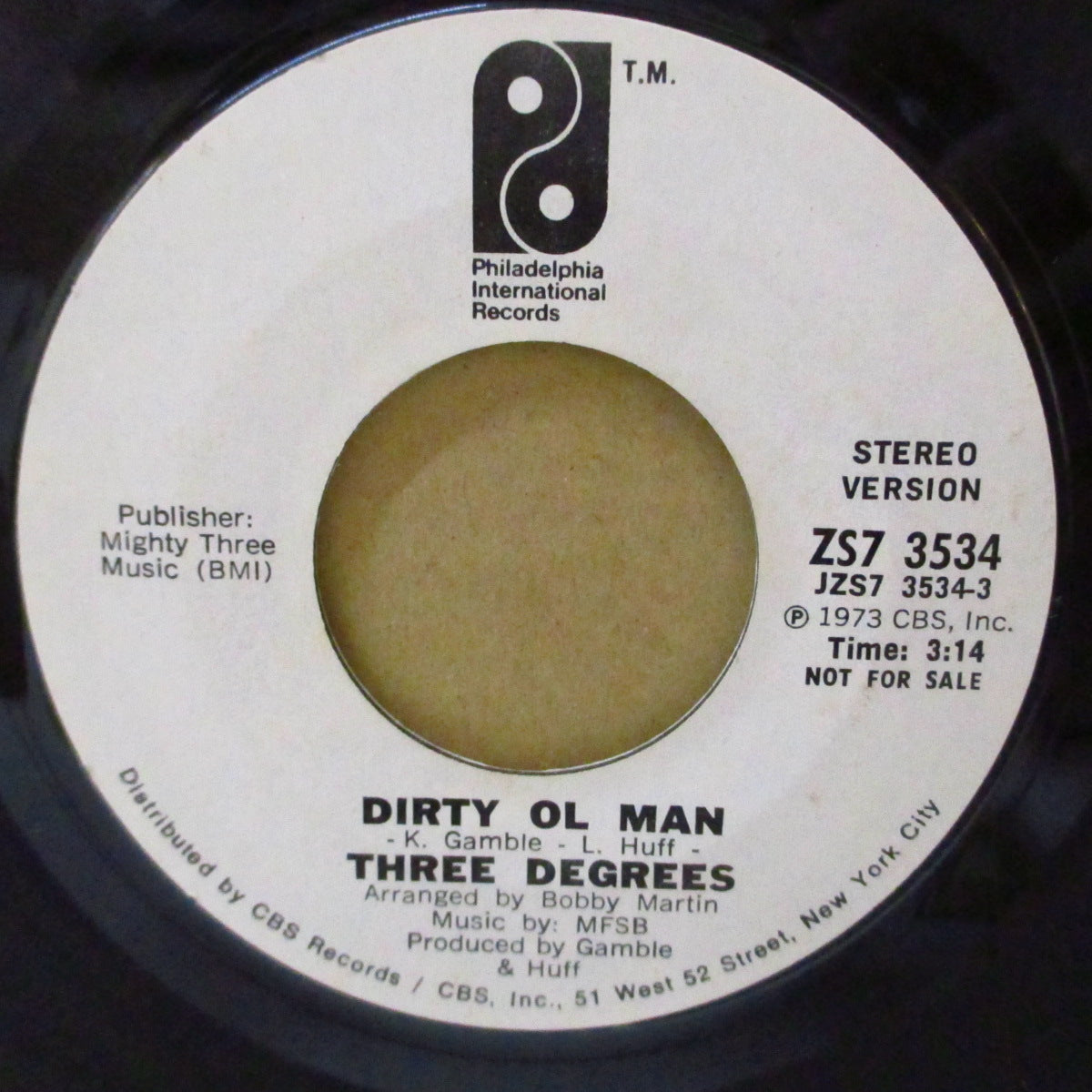 THREE DEGREES, THE (ザ・スリー・ディグリーズ) - Dirty Ol Man (US '73 プロモ両面同曲7インチ+カンパニースリーブ)ディスコ・クラシック!