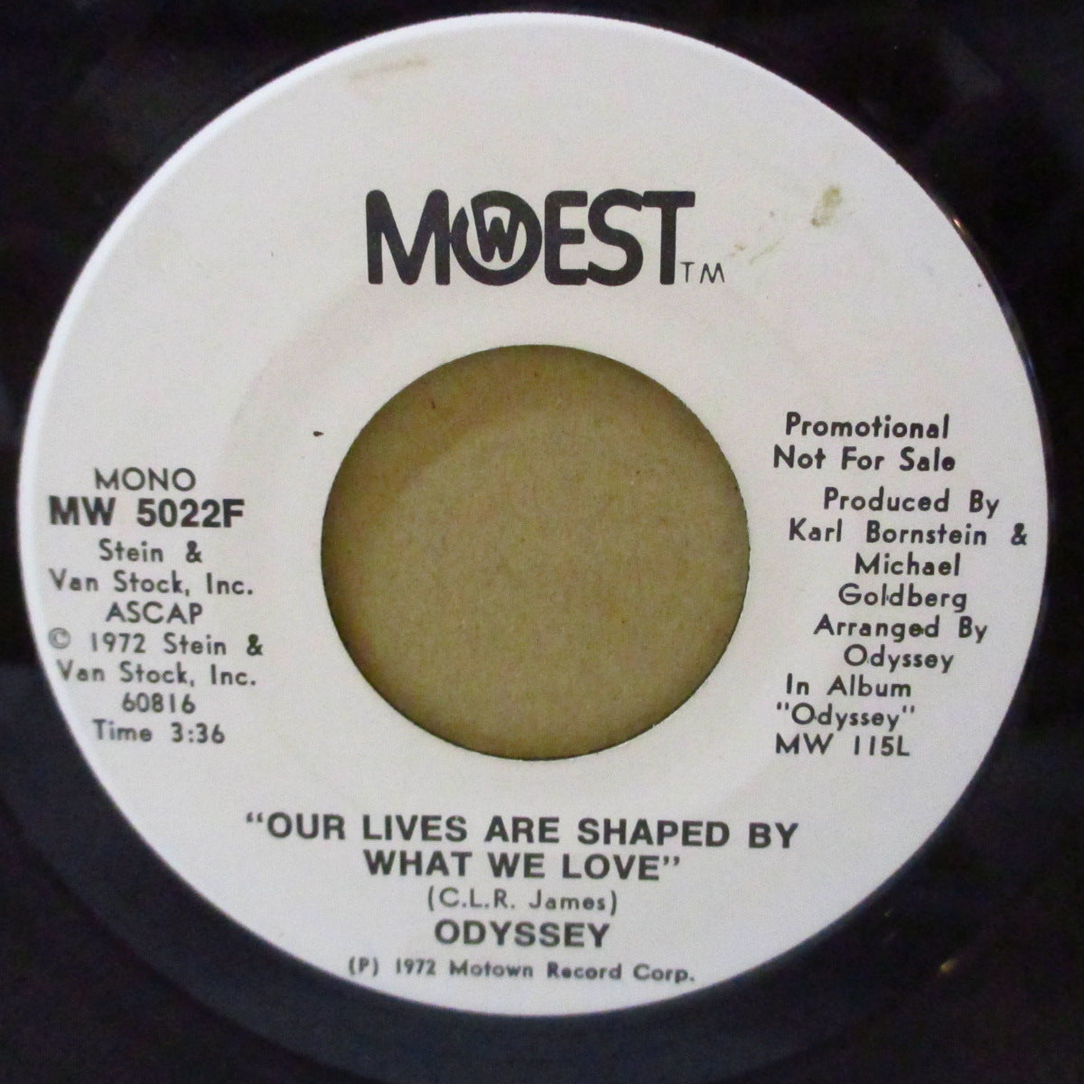 ODYSSEY (オデッセイ) - Our Lives Are Shaped By What We Love (USプロモ両面同曲「モノラル、ステレオver 収録」7インチ)フリーソウル名曲