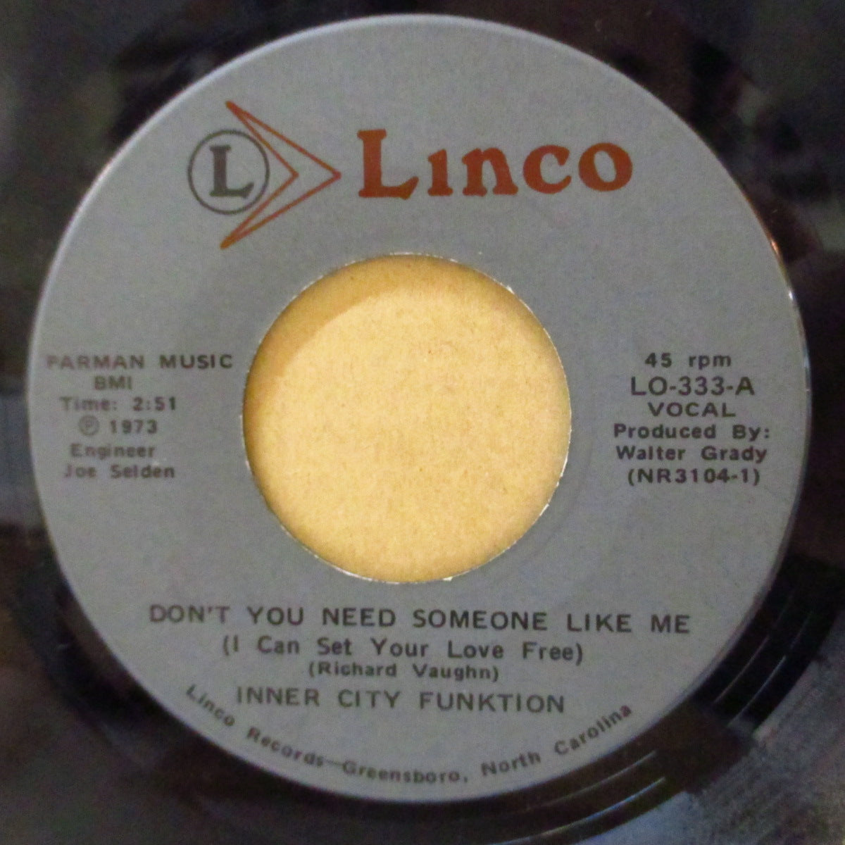 INNER CITY FUNKTION (インナーシティ・ファンクション) - Don't You Need Someone Like Me (US '73 オリジナル 7インチ)、ローファイ・ガレージ・ディープ・ファンク!